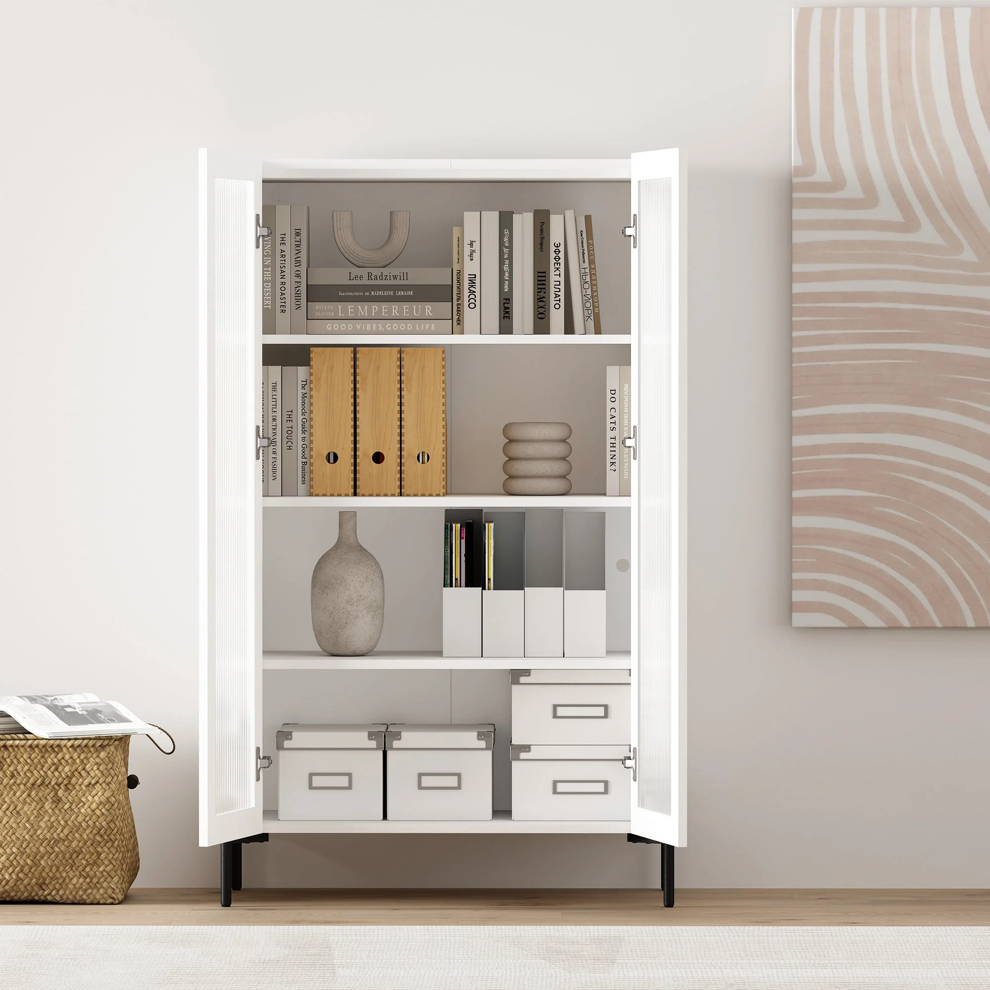 2-Piece Abbey Accent Cabinet and Bookcase in White - Image 14