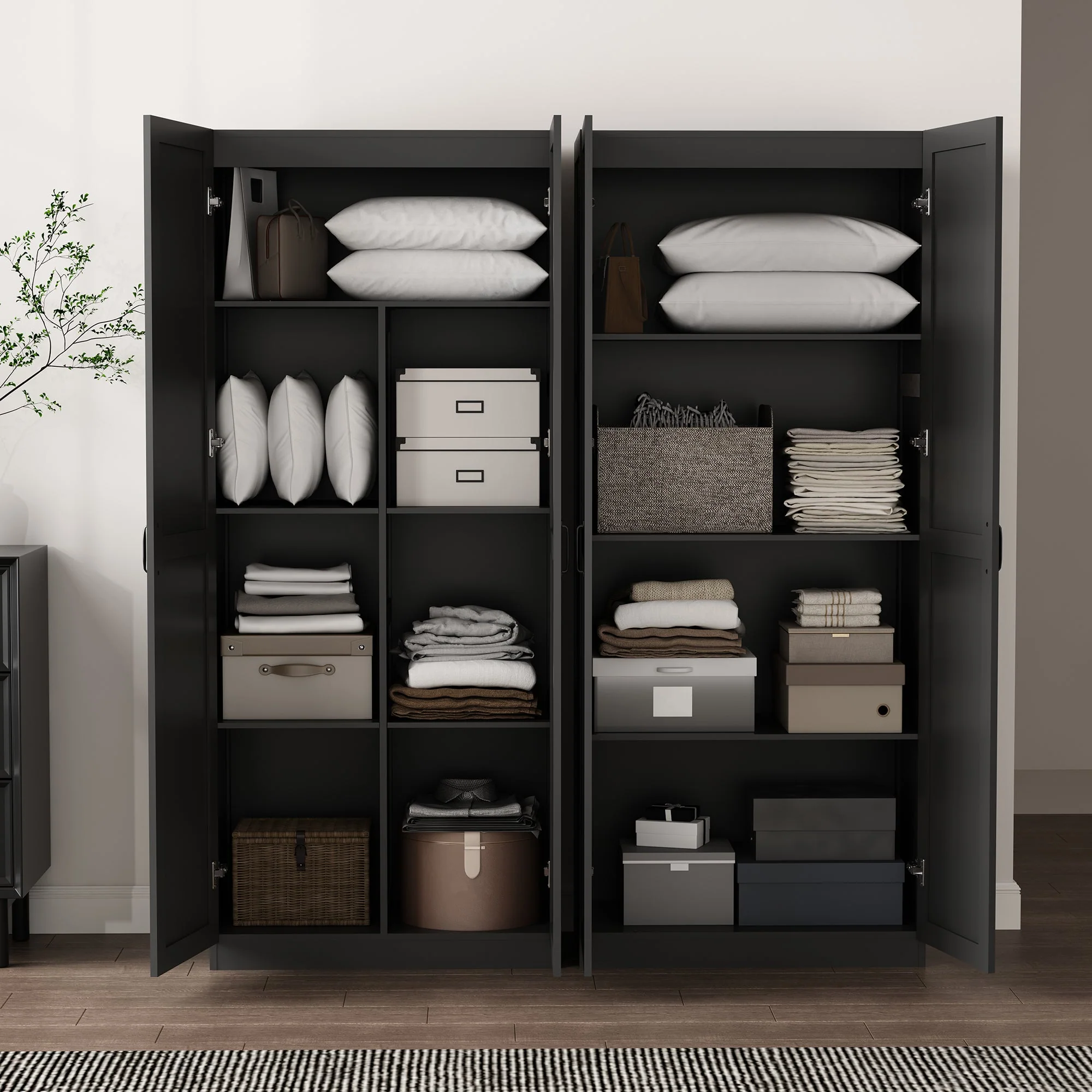 2-Piece Cornelia Storage Closet 1.0 and 2.0 in Black - Image 6