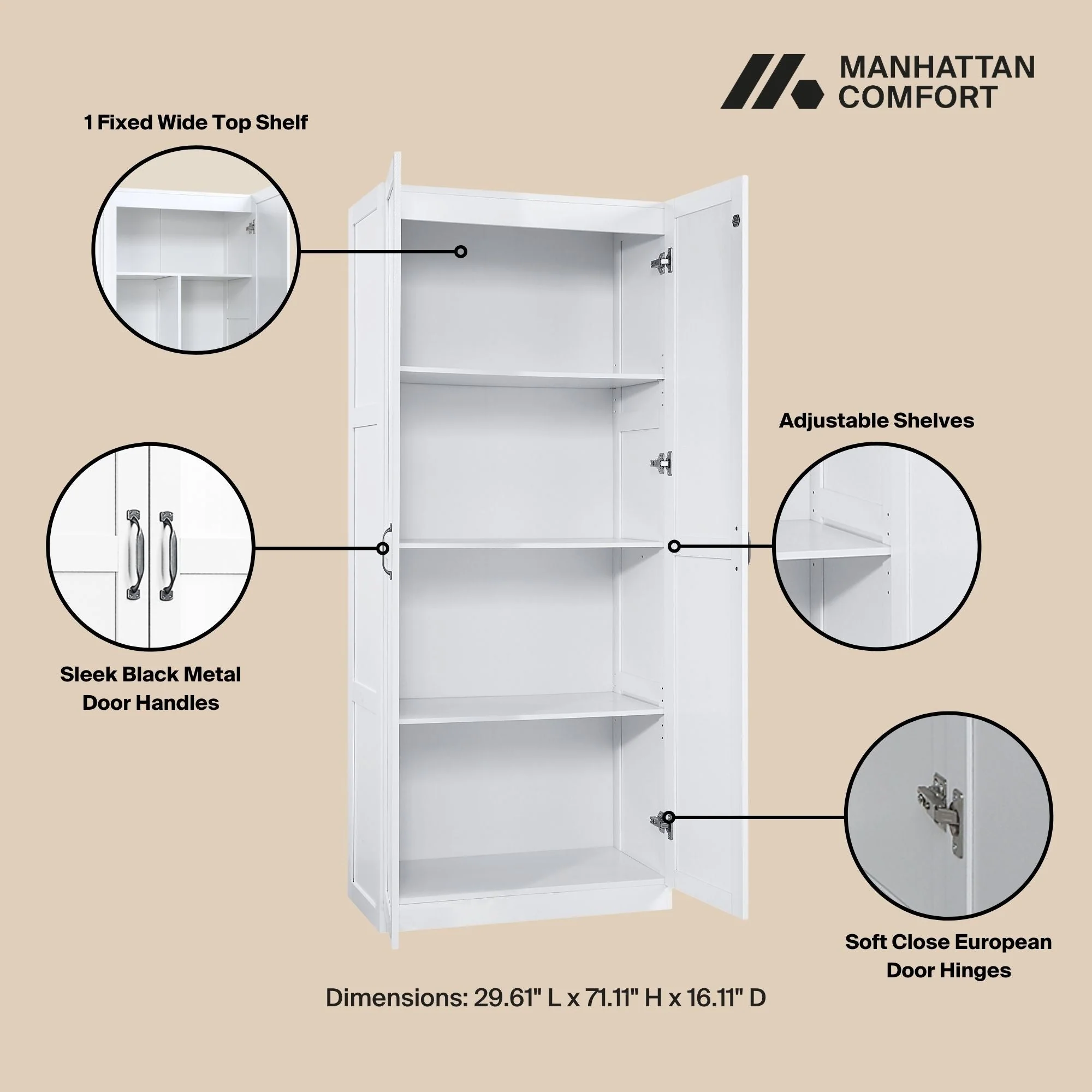 2-Piece Cornelia Storage Closet 1.0 and 2.0 in White - Image 5