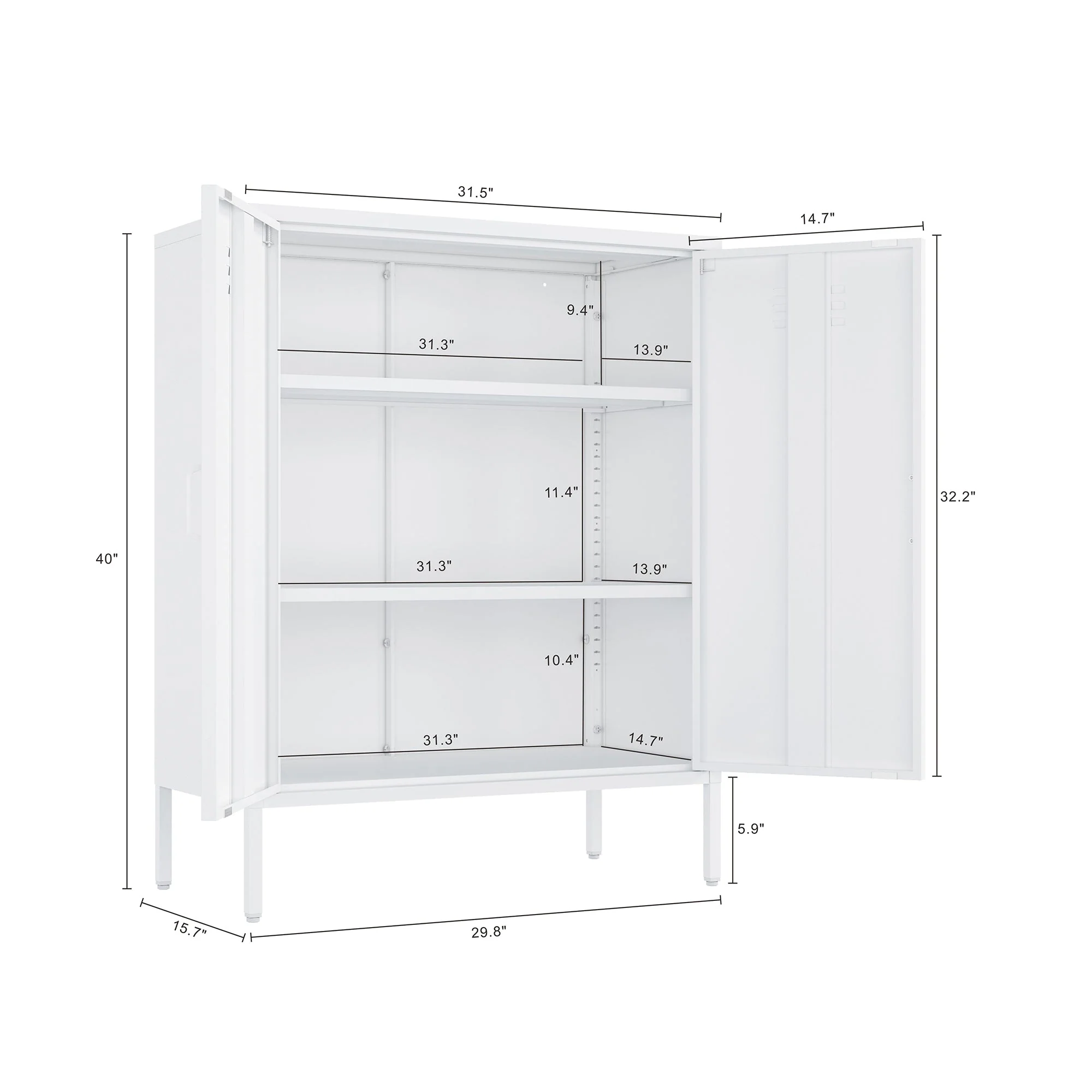 2-Piece Naomi Accent Cabinet and Storage Cabinet in White - Image 2