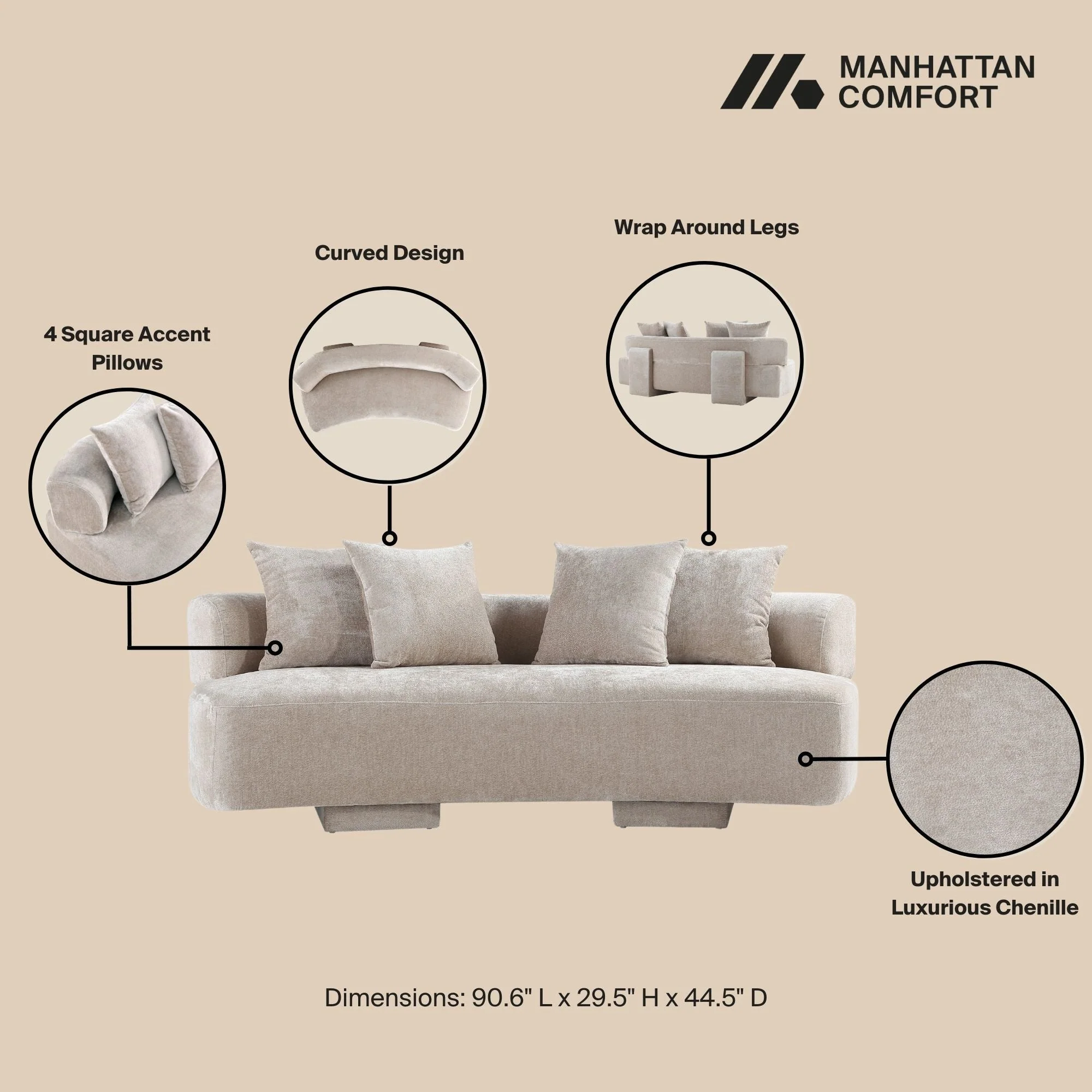 2-Piece Verandah 90.6" Sofa and Accent Chair in Beige - Image 6