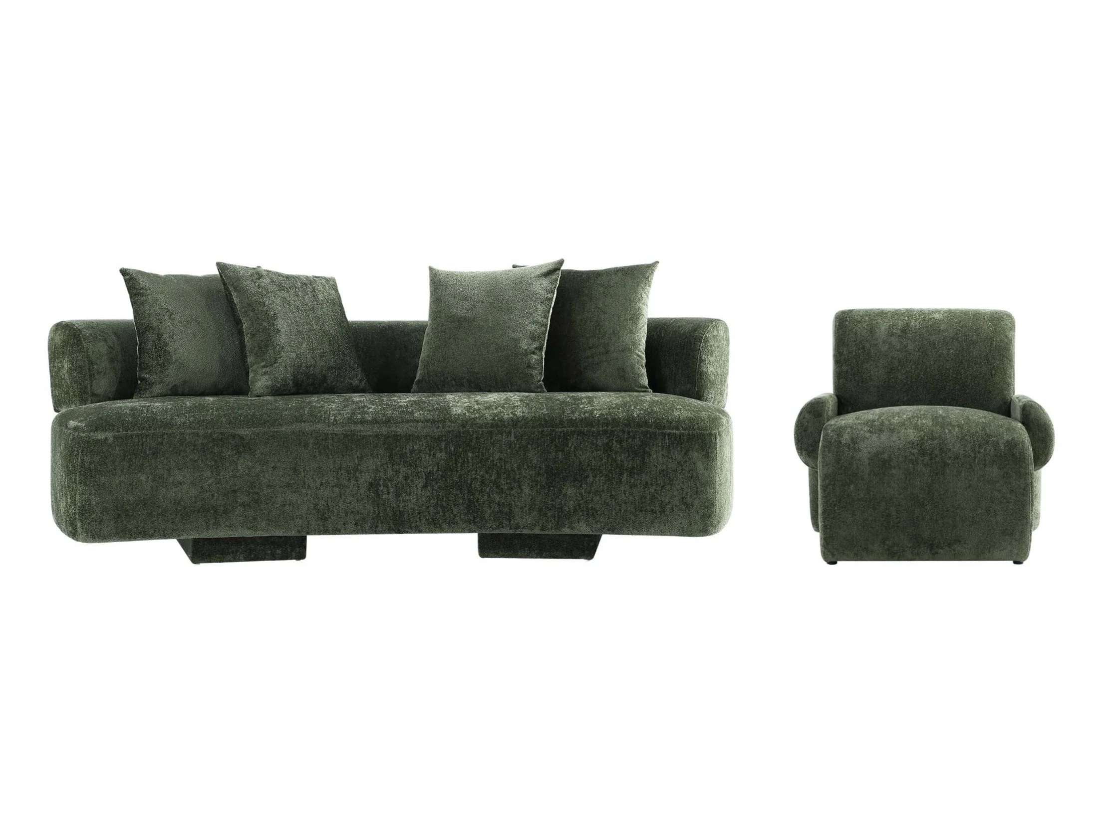 2-Piece Verandah 90.6" Sofa and Accent Chair in Olive Green