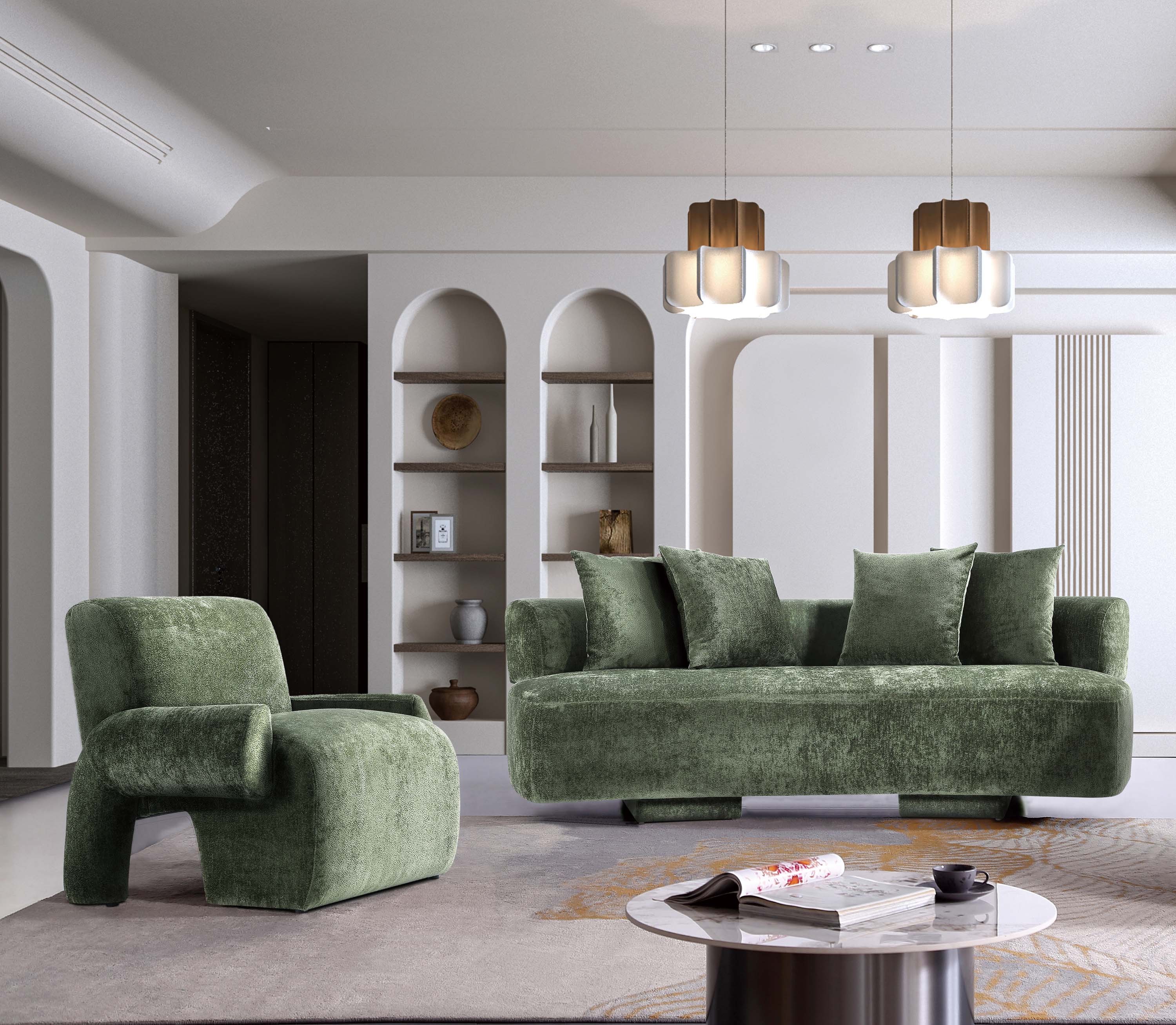 2-Piece Verandah 90.6" Sofa and Accent Chair in Olive Green - Image 2