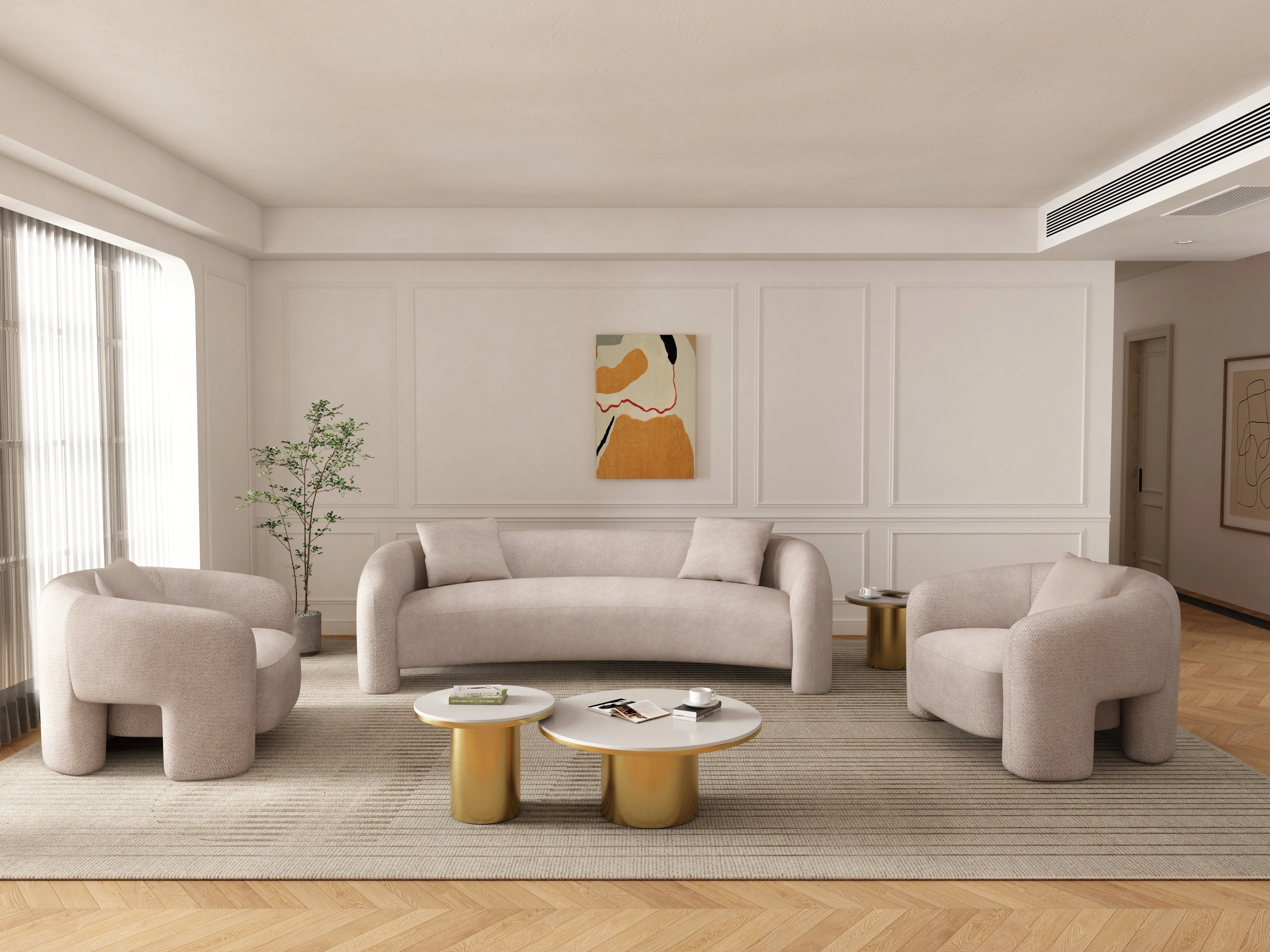 3-Piece Sylvia Sofa and Accent Chair in Gold Dust - Image 2