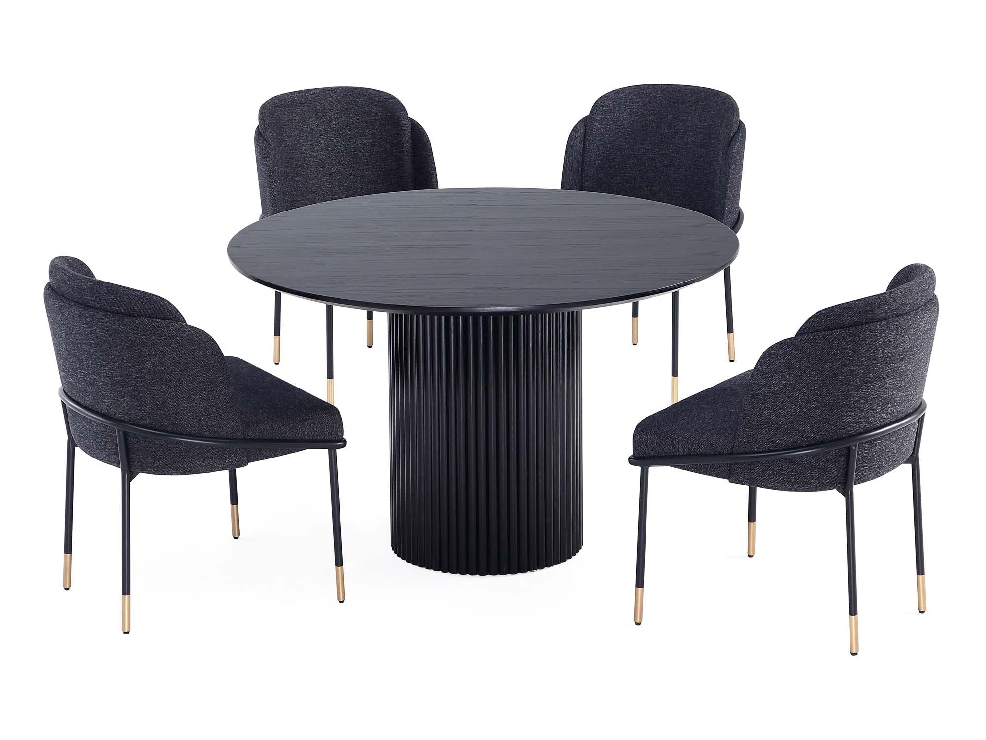 5-Piece Hathaway 47.24 Round Dining Set in Black with 4 Flor Dining Chairs in Black