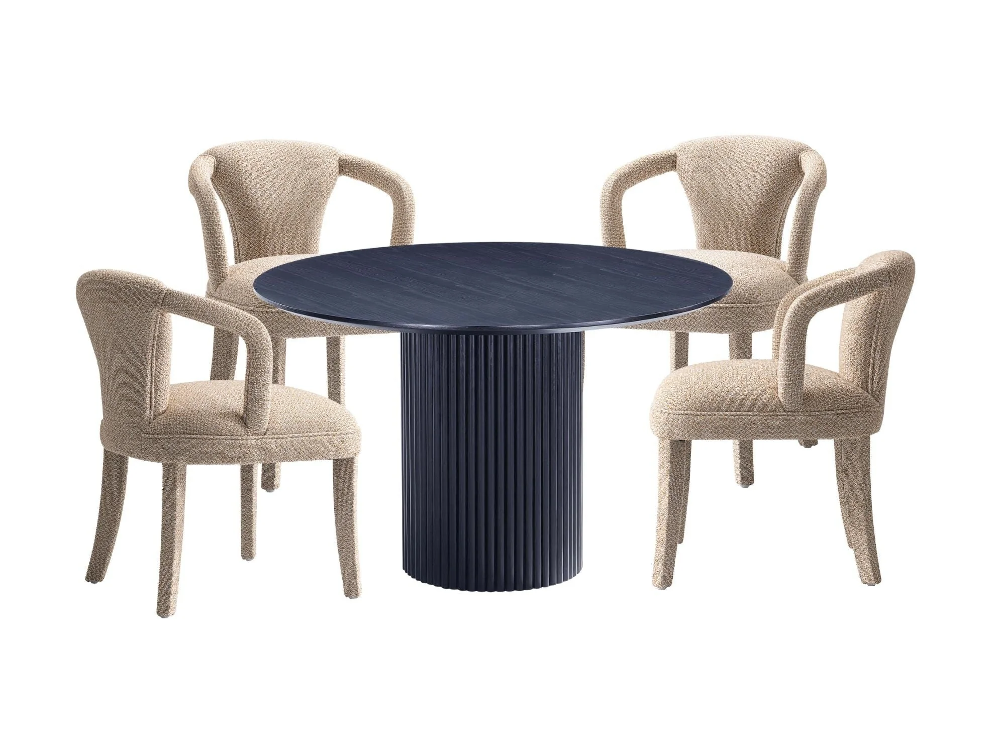 5-Piece Hathaway 47.24 Round Dining Set in Black with 4 Palmer Dining Armchairs in Gold Dust