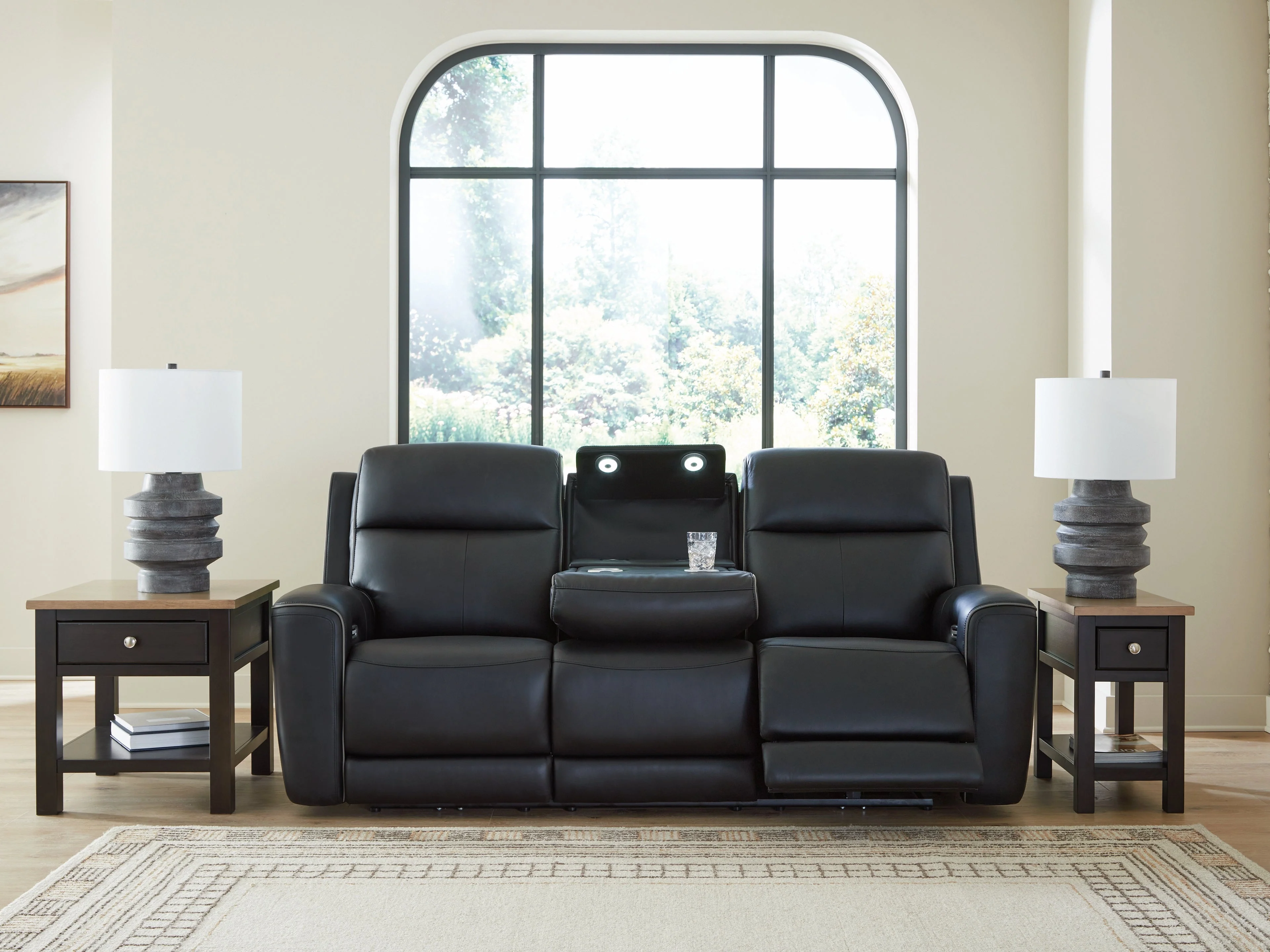 5Z-Relaxation Onyx Dual Power Leather Reclining Sofa - Image 7