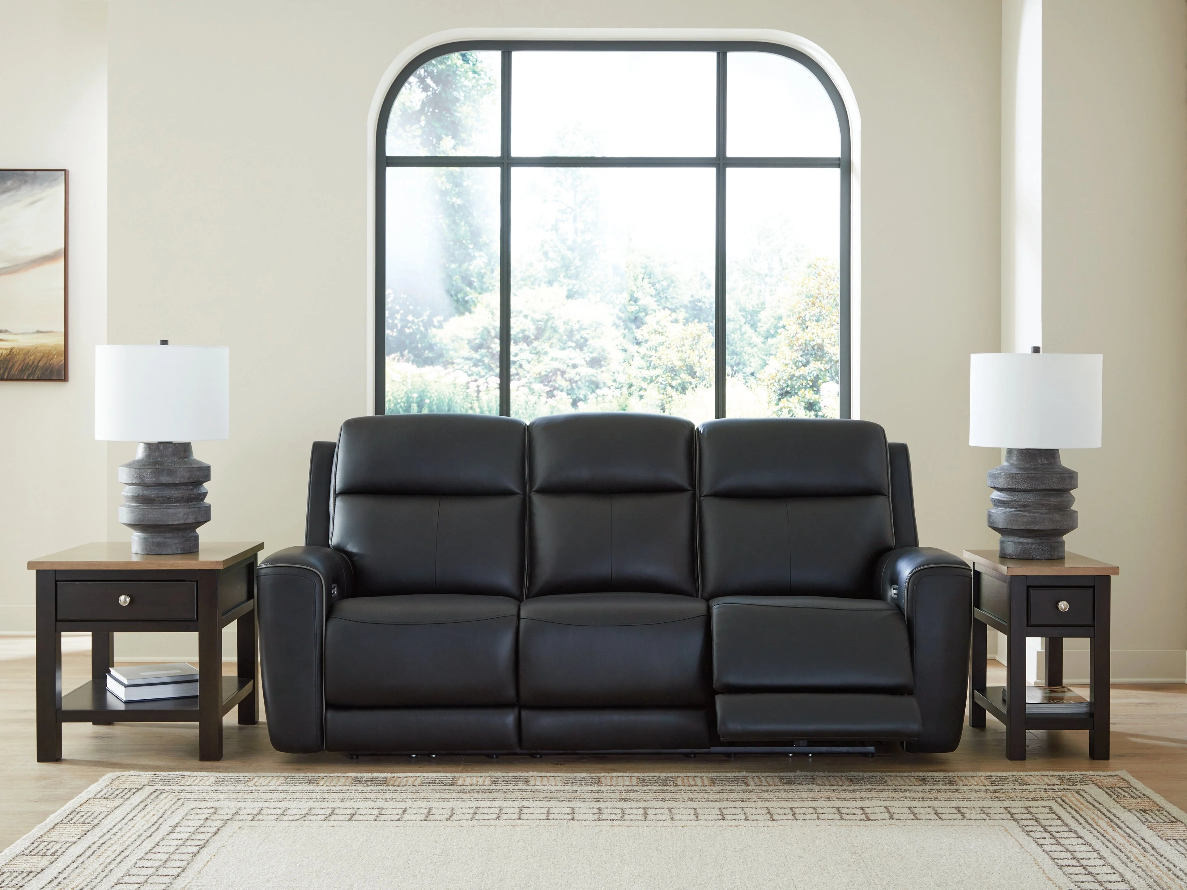 5Z-Relaxation Onyx Dual Power Leather Reclining Sofa - Image 8