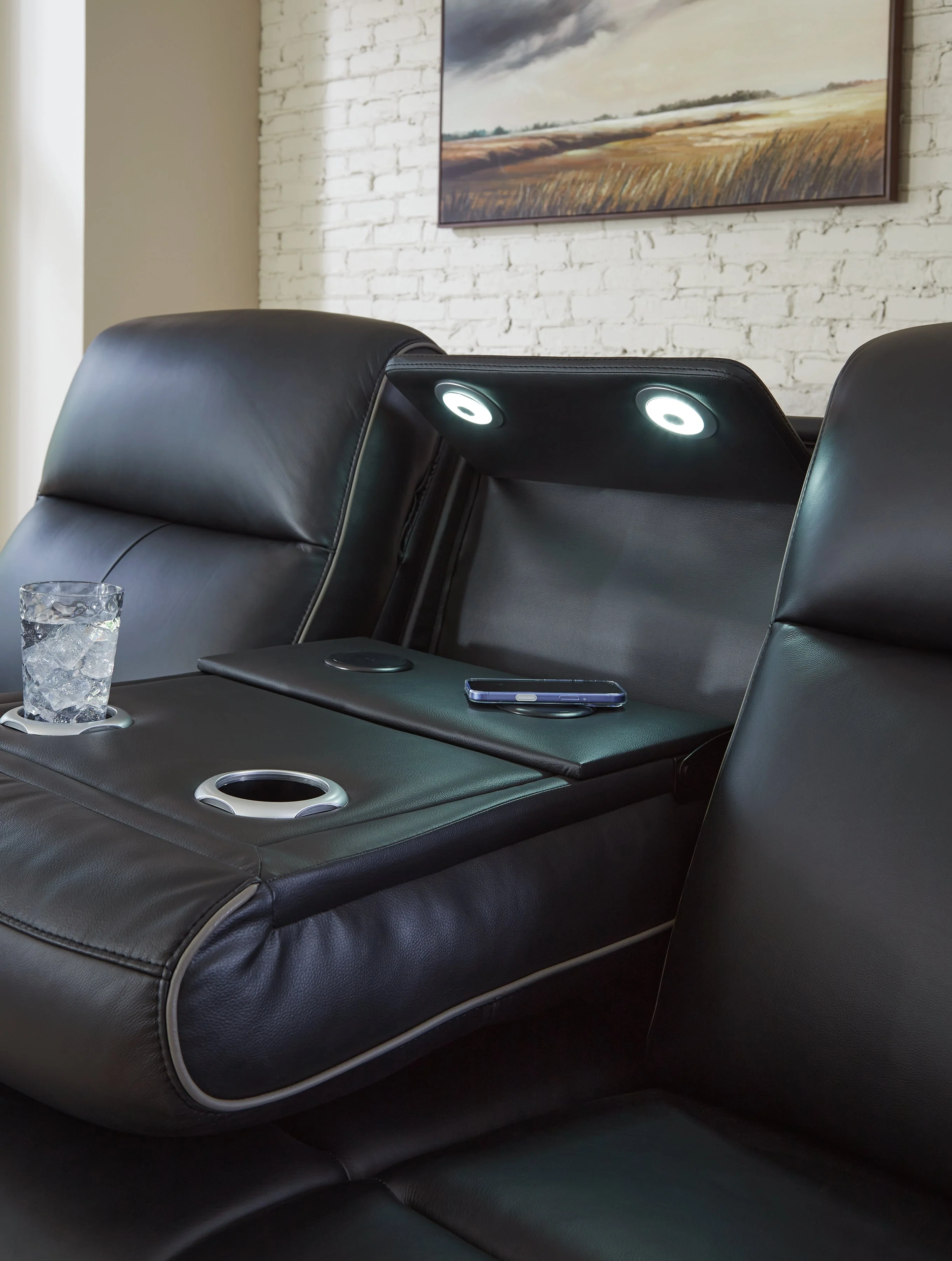 5Z-Relaxation Onyx Dual Power Leather Reclining Sofa - Image 9