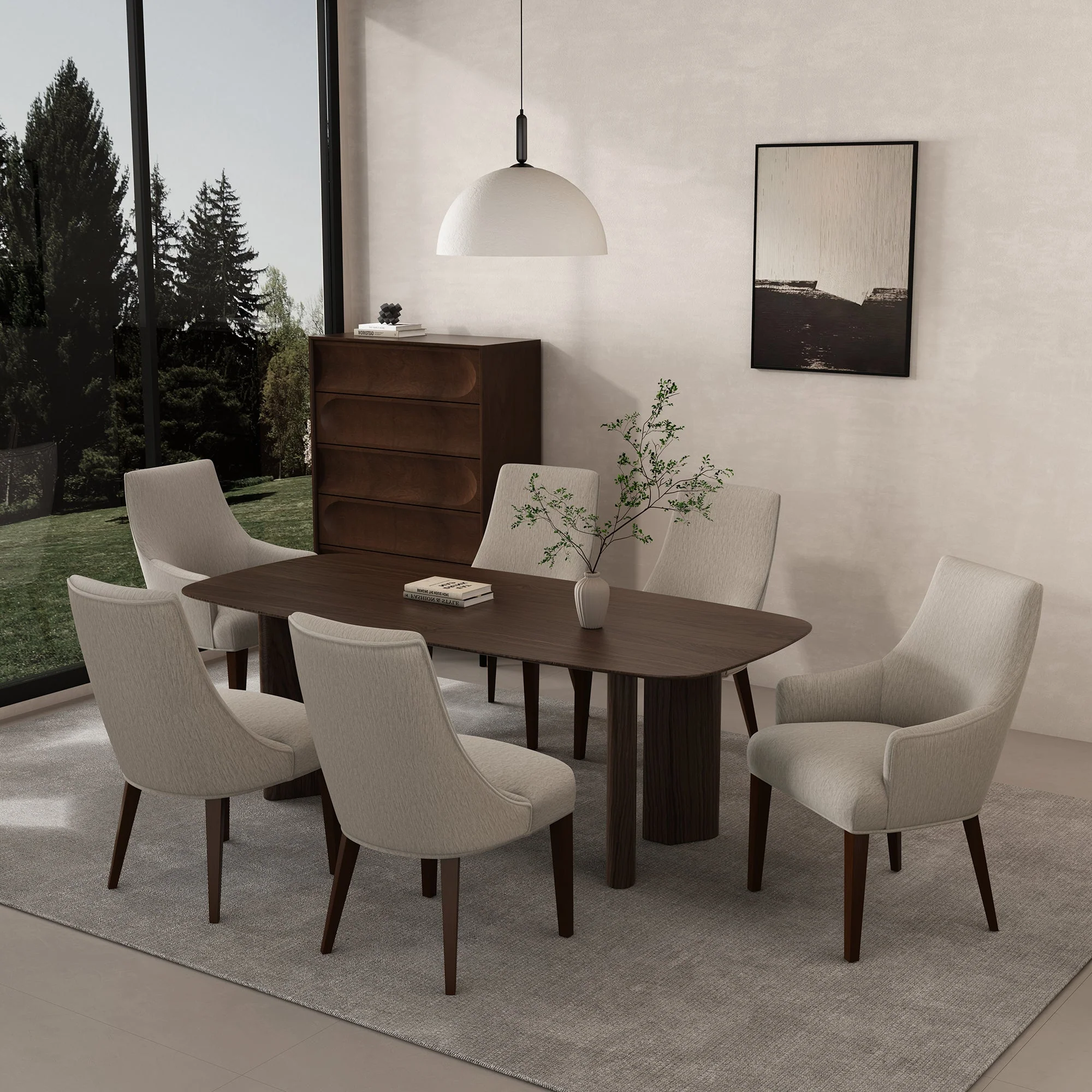 6-Piece Beever Dining Chair and Arm Chair in Taupe - Image 2