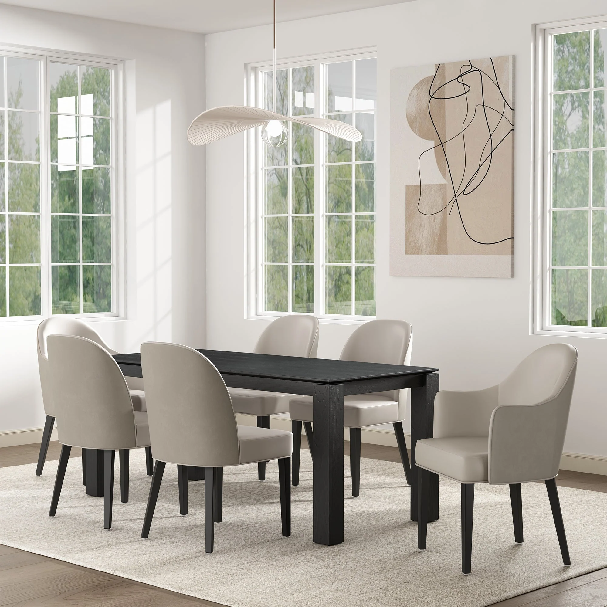 6-Piece Hillman Dining Chair and Arm Chair in Light Grey - Image 2