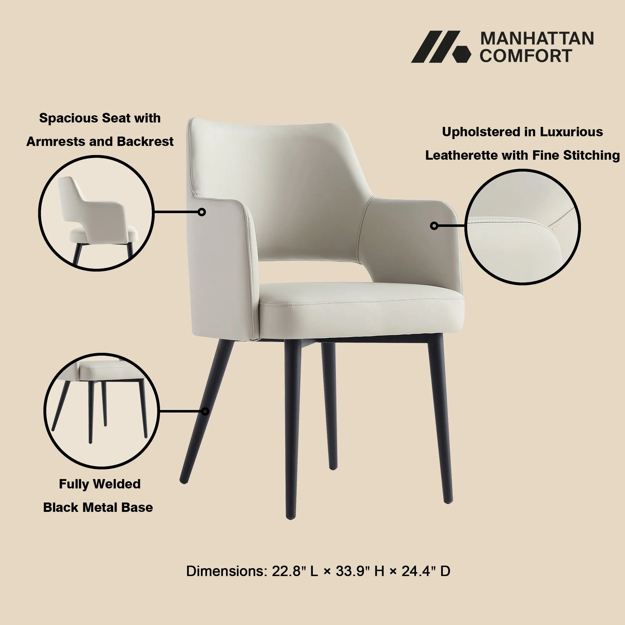 6-Piece Tremont Dining Chair in Stone - Image 6