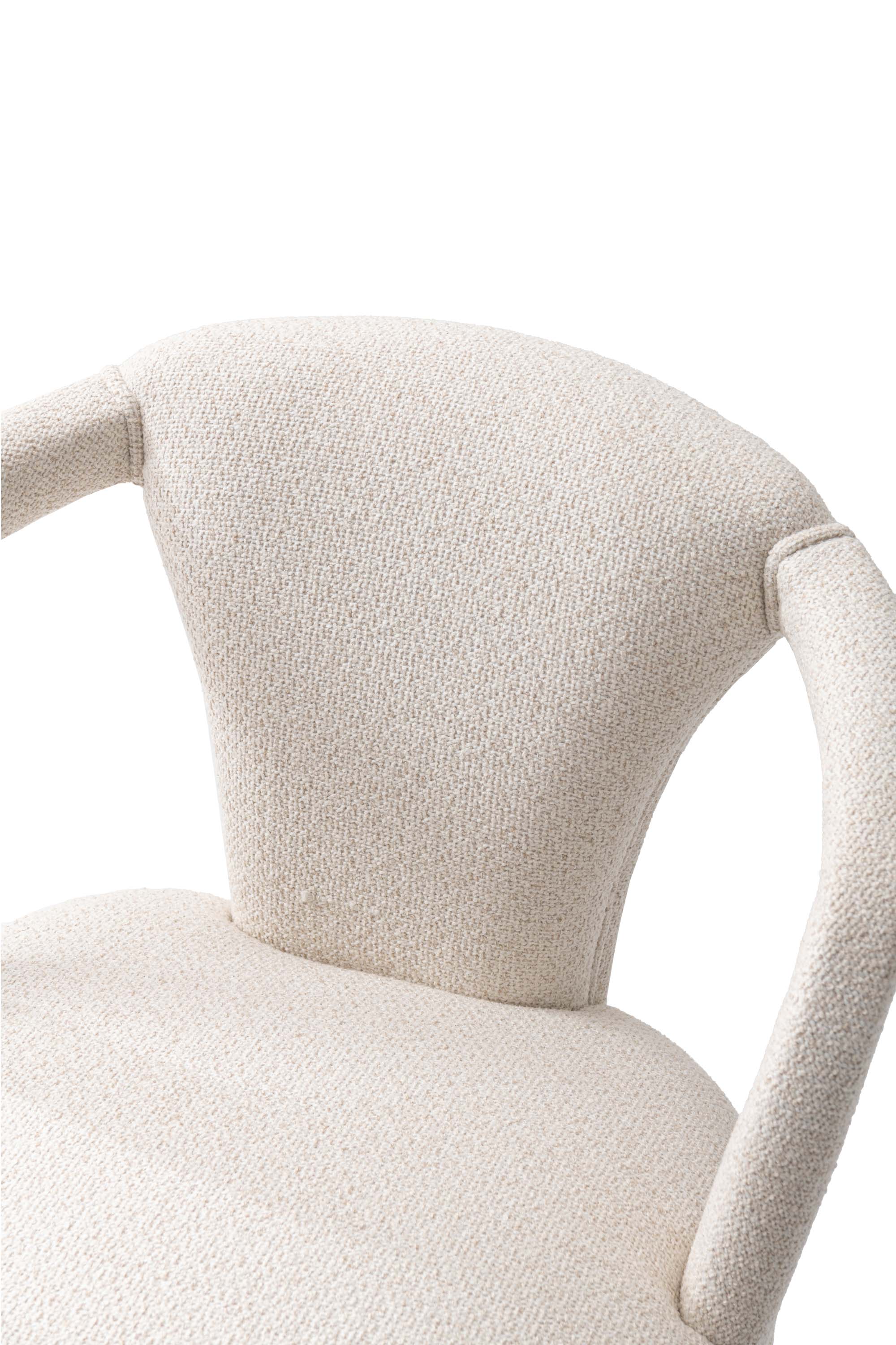 7-Piece Hathaway 59.05 Round Dining Set in Natural with 6 Flor Dining Chairs in Ivory - Image 8