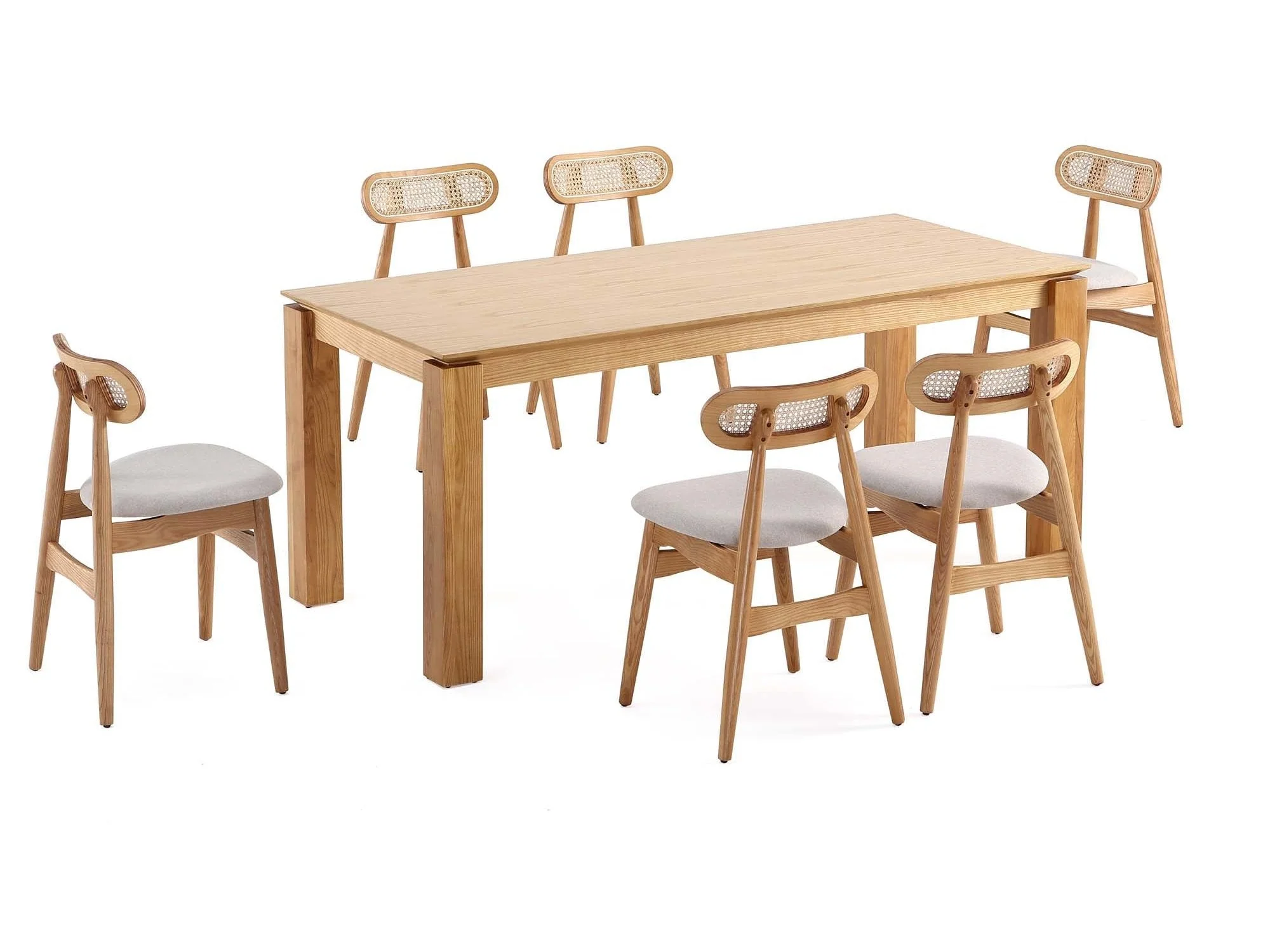7-Piece Rockaway 70.86 Dining Set in Nature with 6 Colbert Dining Chairs