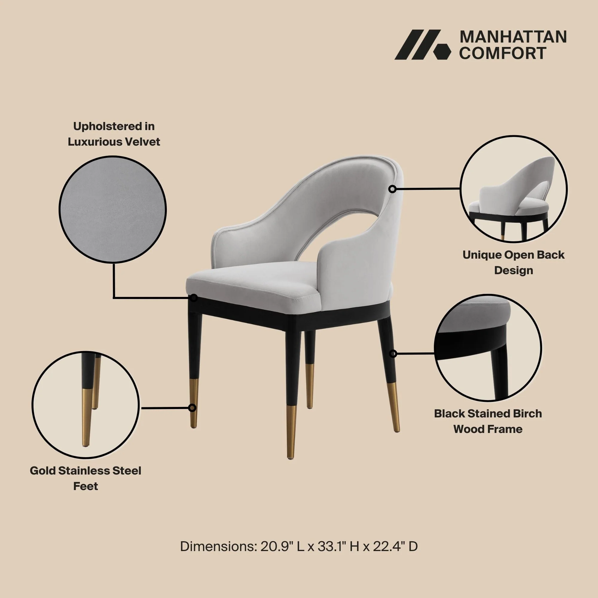 7-Piece Rockaway 70.86 Dining Set with 6 Carrington Chairs in Natural and Light Grey - Image 4