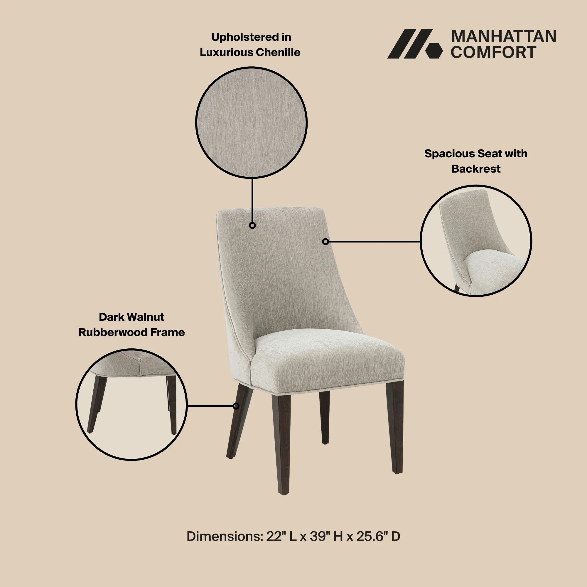 8-Piece Beever Dining Chair and Arm Chair in Taupe - Image 4