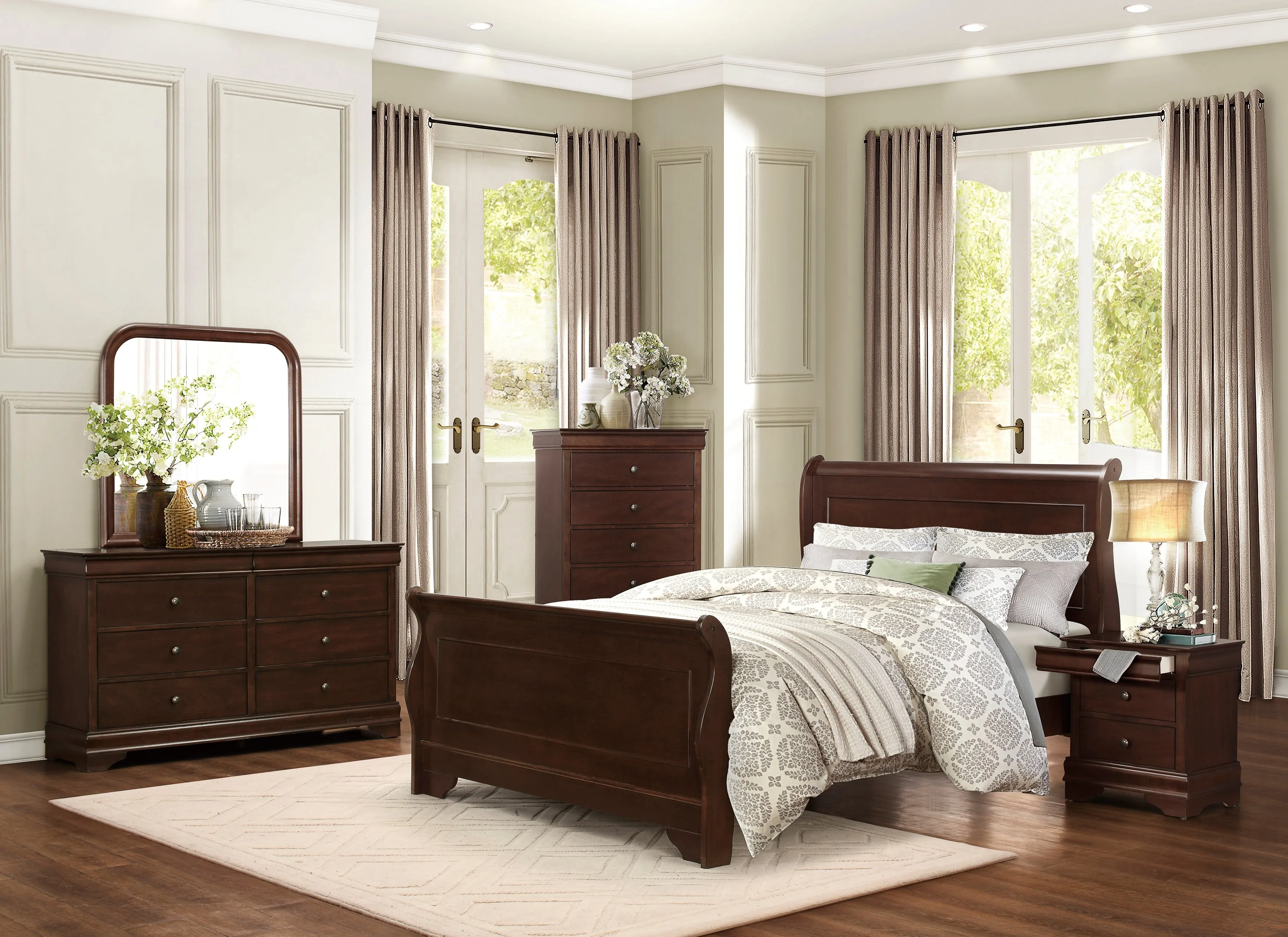 Abbeville Cherry Full Sleigh Bed - Image 4
