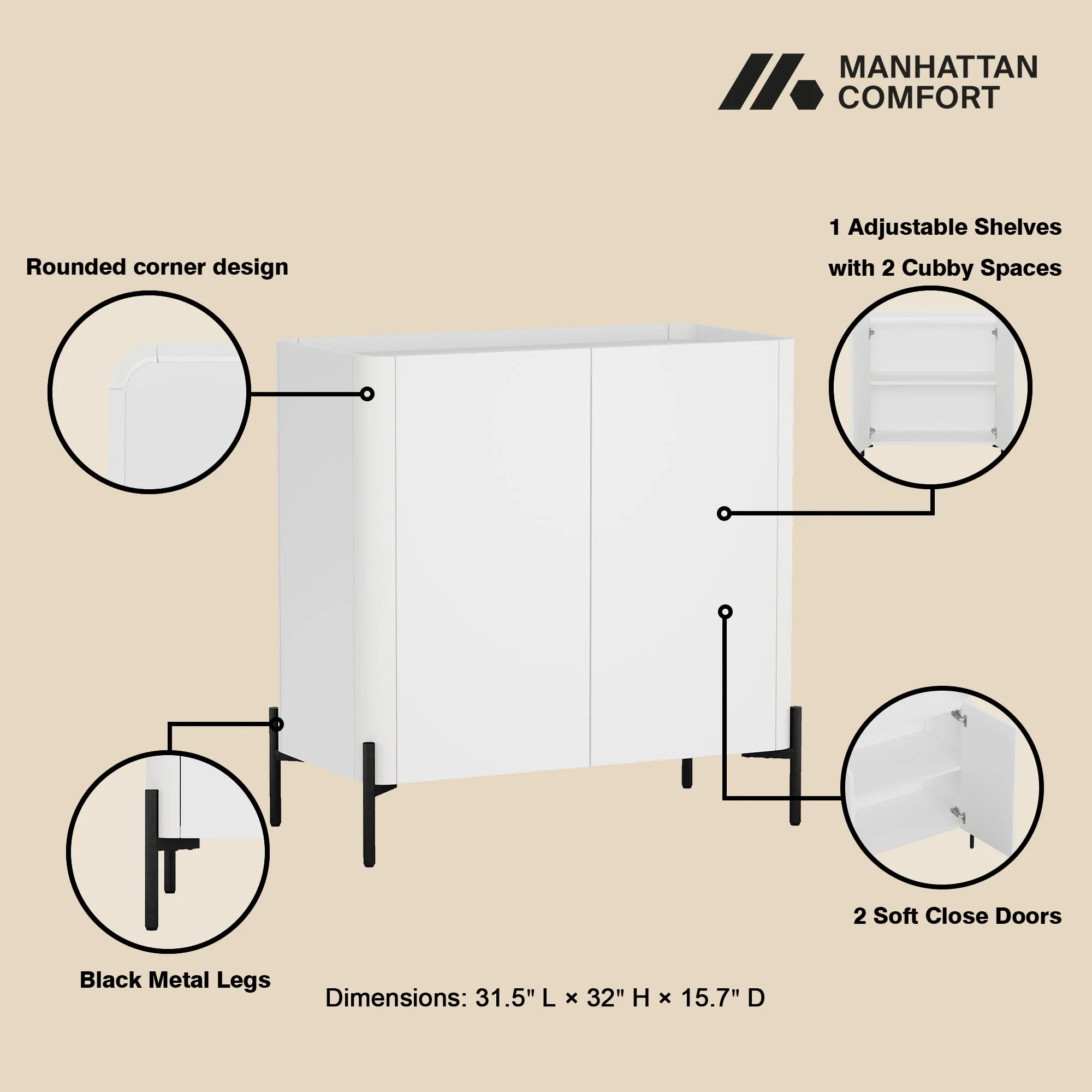Abbey Accent Cabinet in White - Image 4
