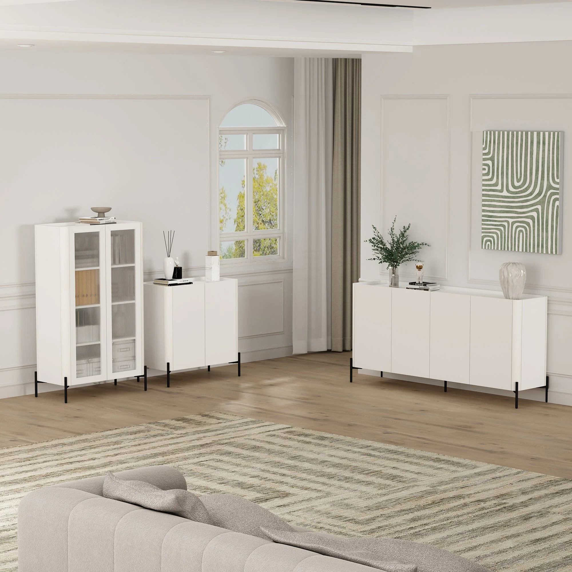 Abbey Décor Glass Cabinet in White (set of 2) - Image 13