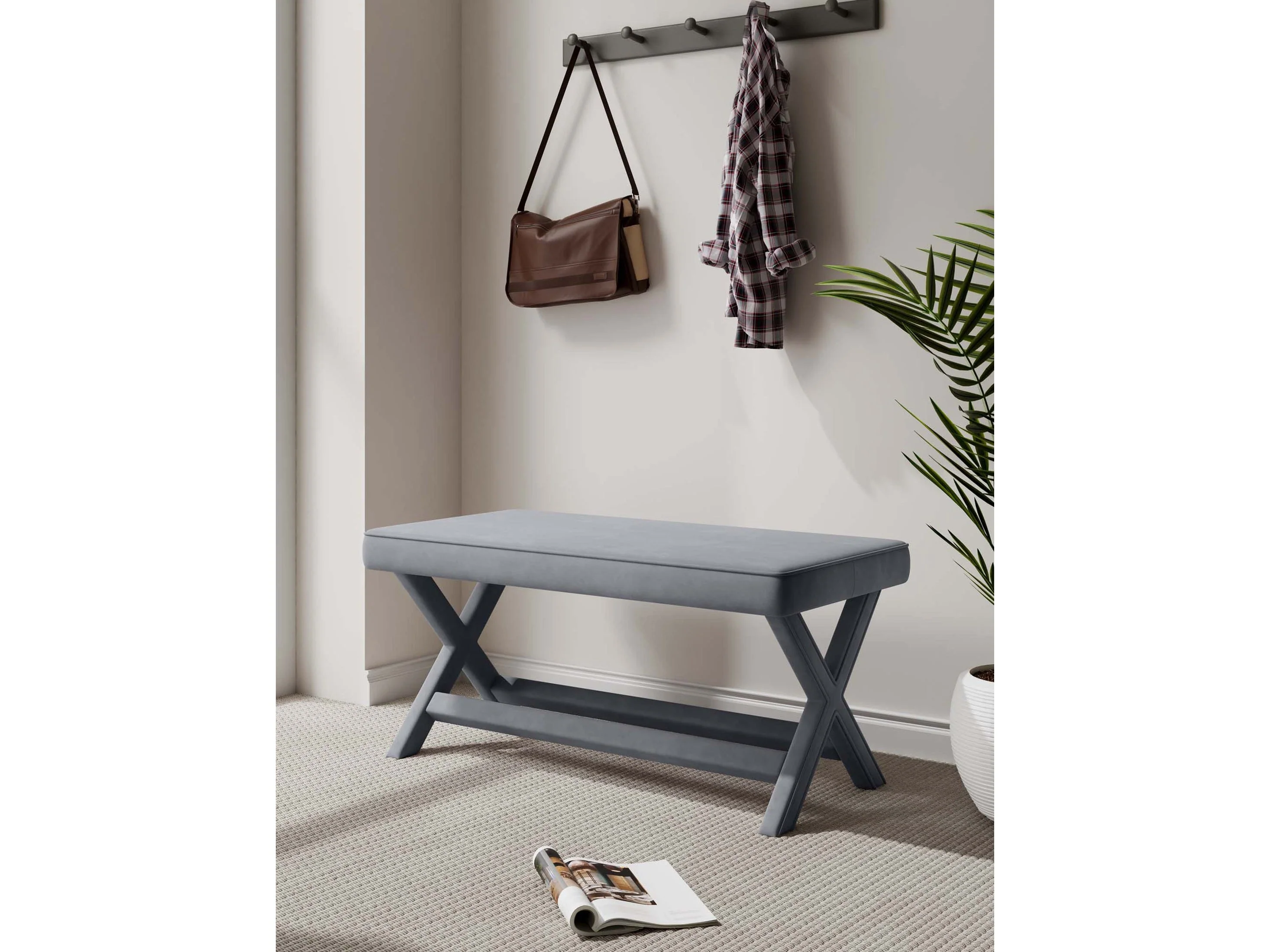 Abigail Double Ottoman Bench in Grey