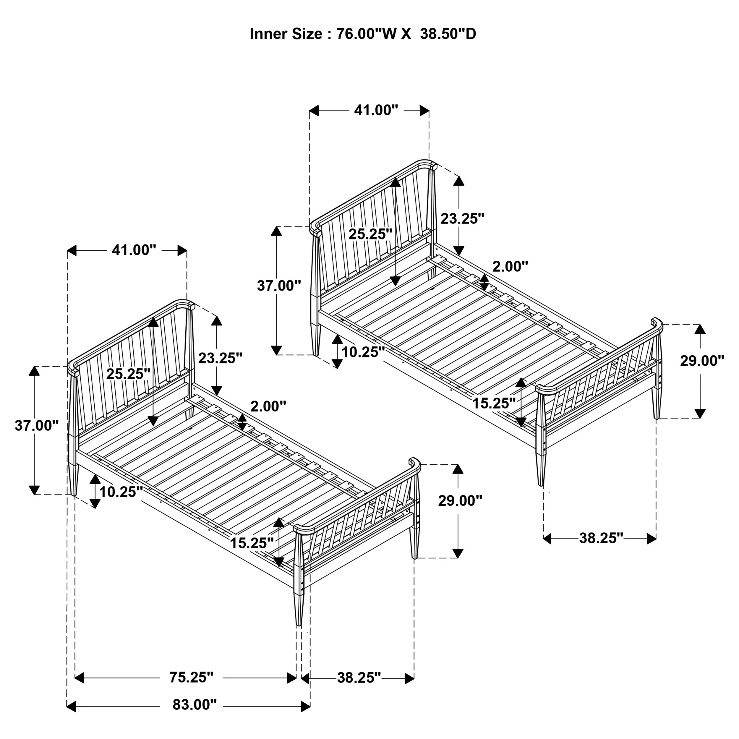 Abram Almond Windsor Twin Over Twin Wood Bunk Bed with Ladder - Image 10