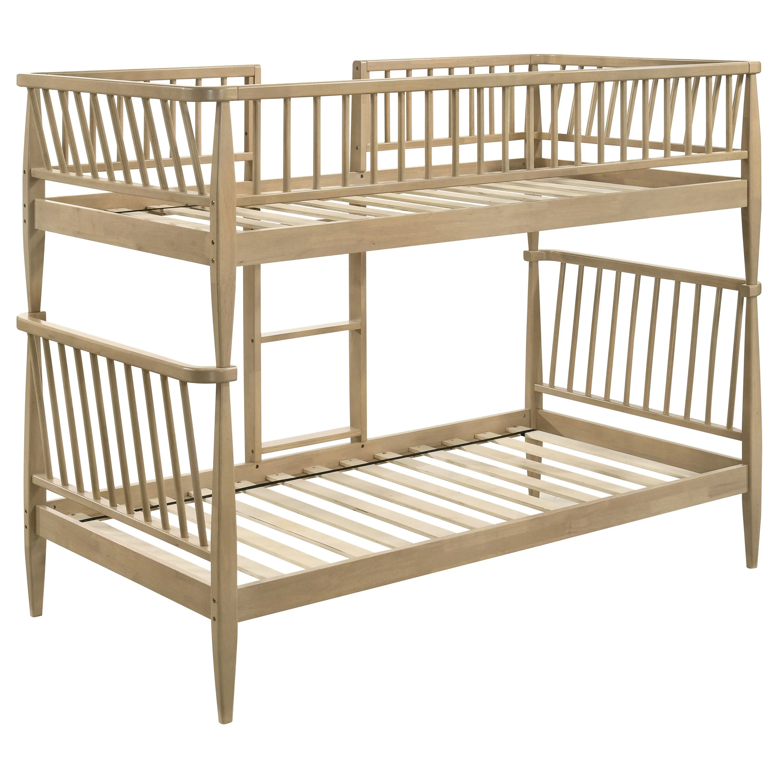 Abram Almond Windsor Twin Over Twin Wood Bunk Bed with Ladder - Image 4