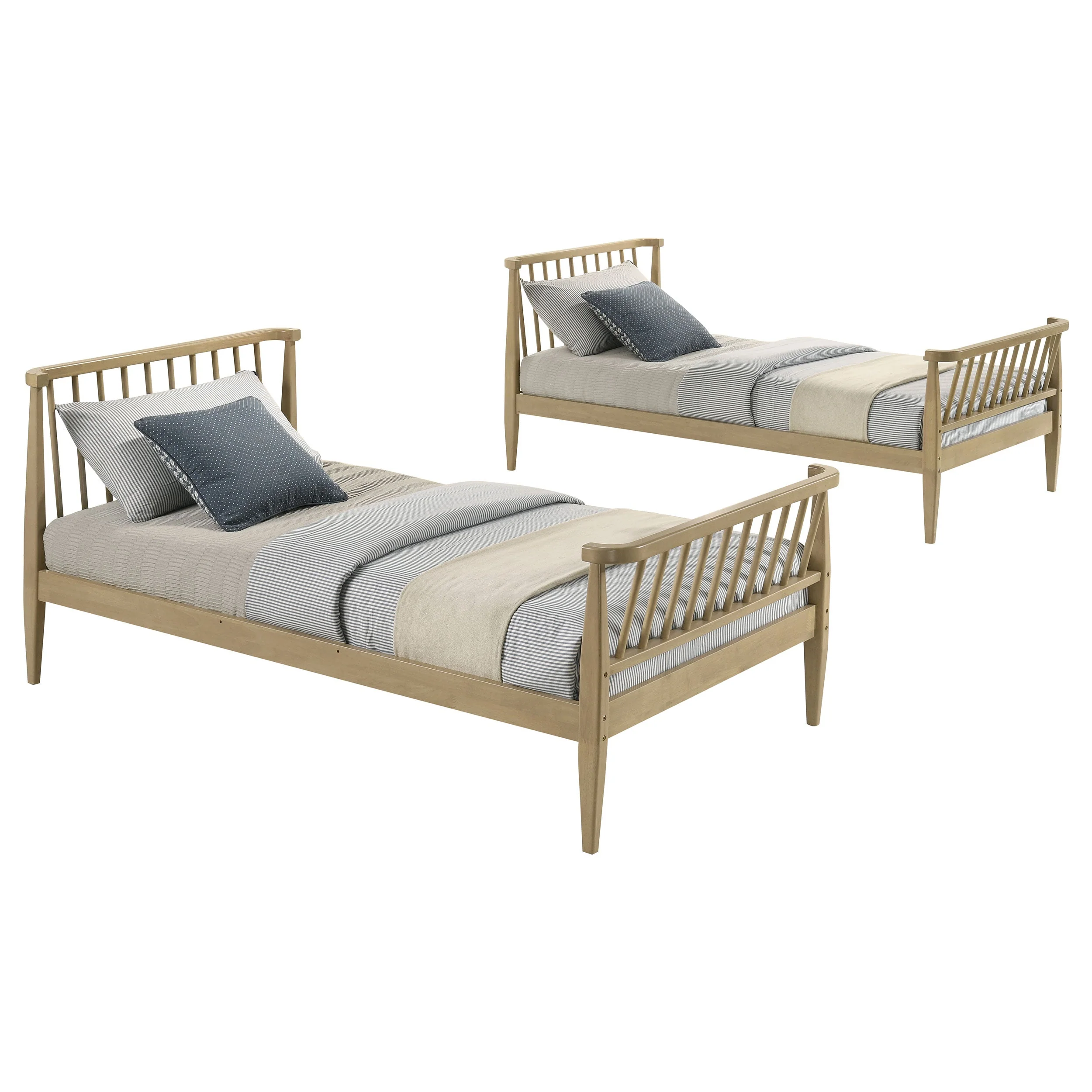 Abram Almond Windsor Twin Over Twin Wood Bunk Bed with Ladder - Image 6