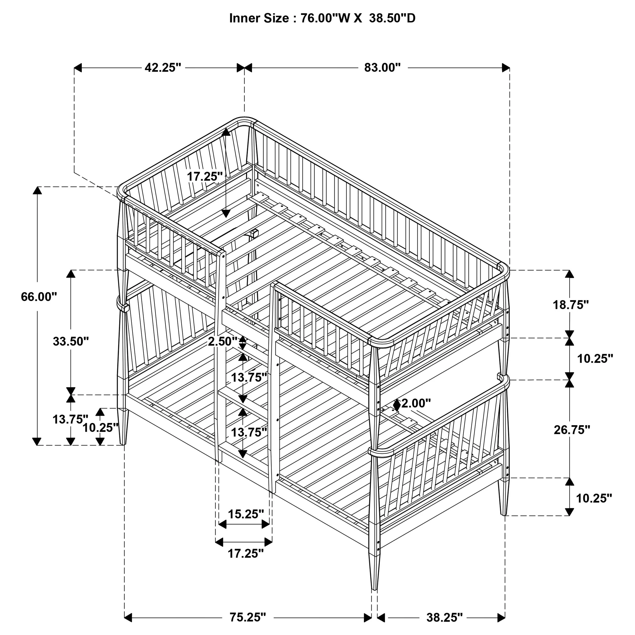 Abram Almond Windsor Twin Over Twin Wood Bunk Bed with Ladder - Image 9