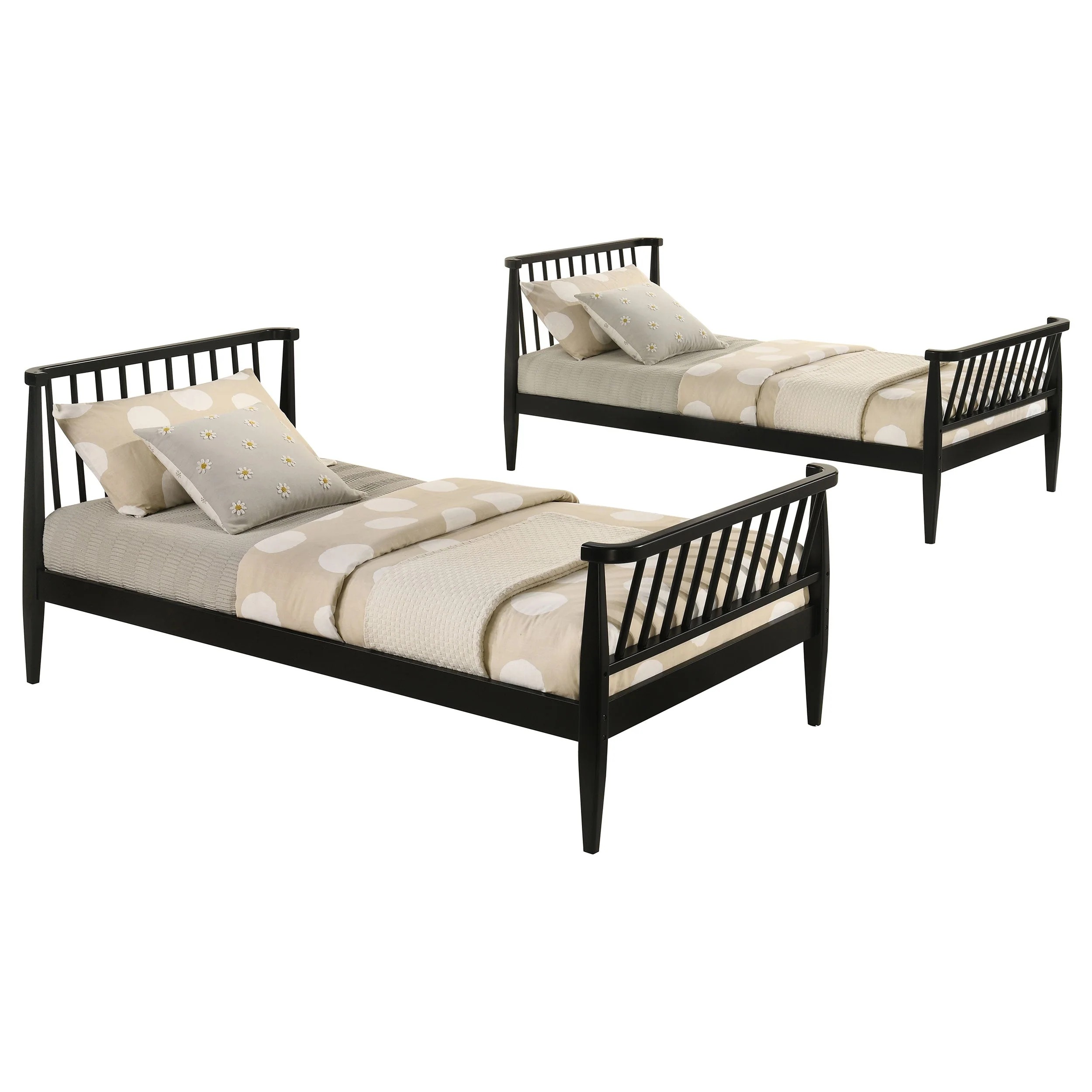 Abram Black Windsor Twin Over Twin Wood Bunk Bed with Ladder - Image 6