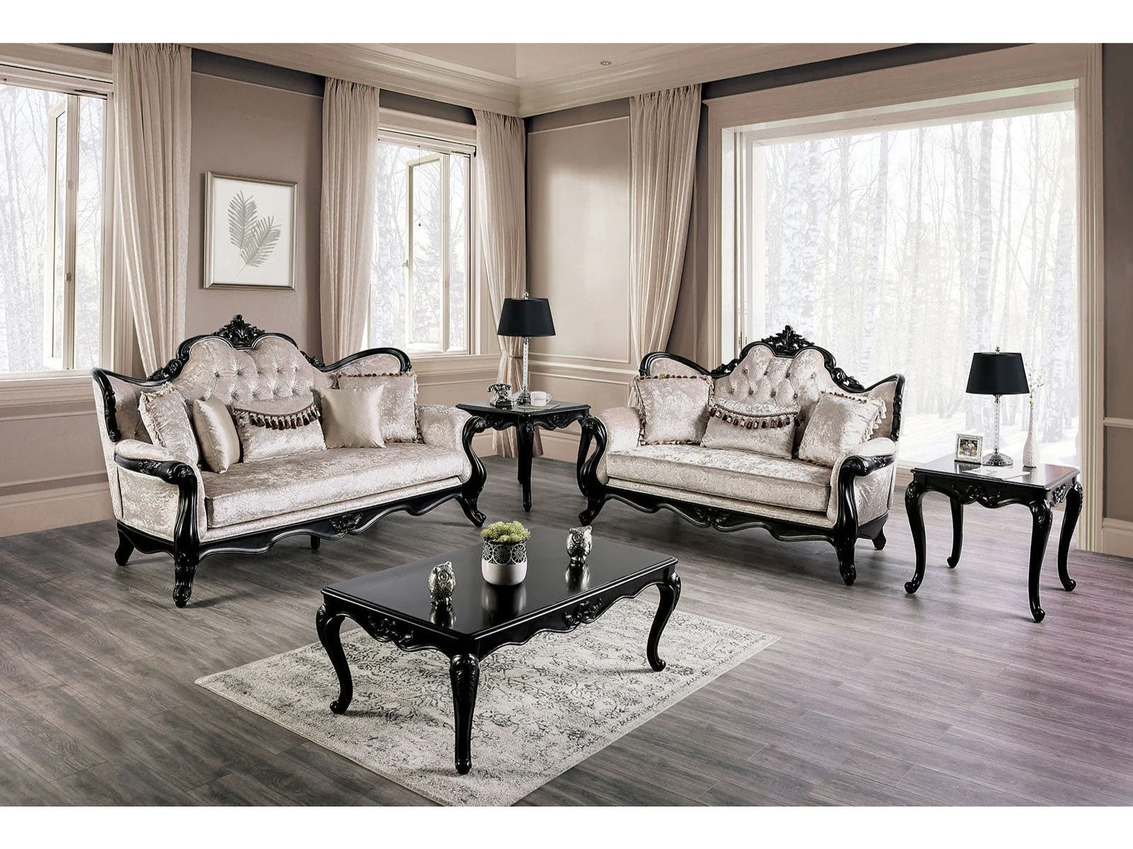 Acapulco Black/Off-White Sofa & Loveseat