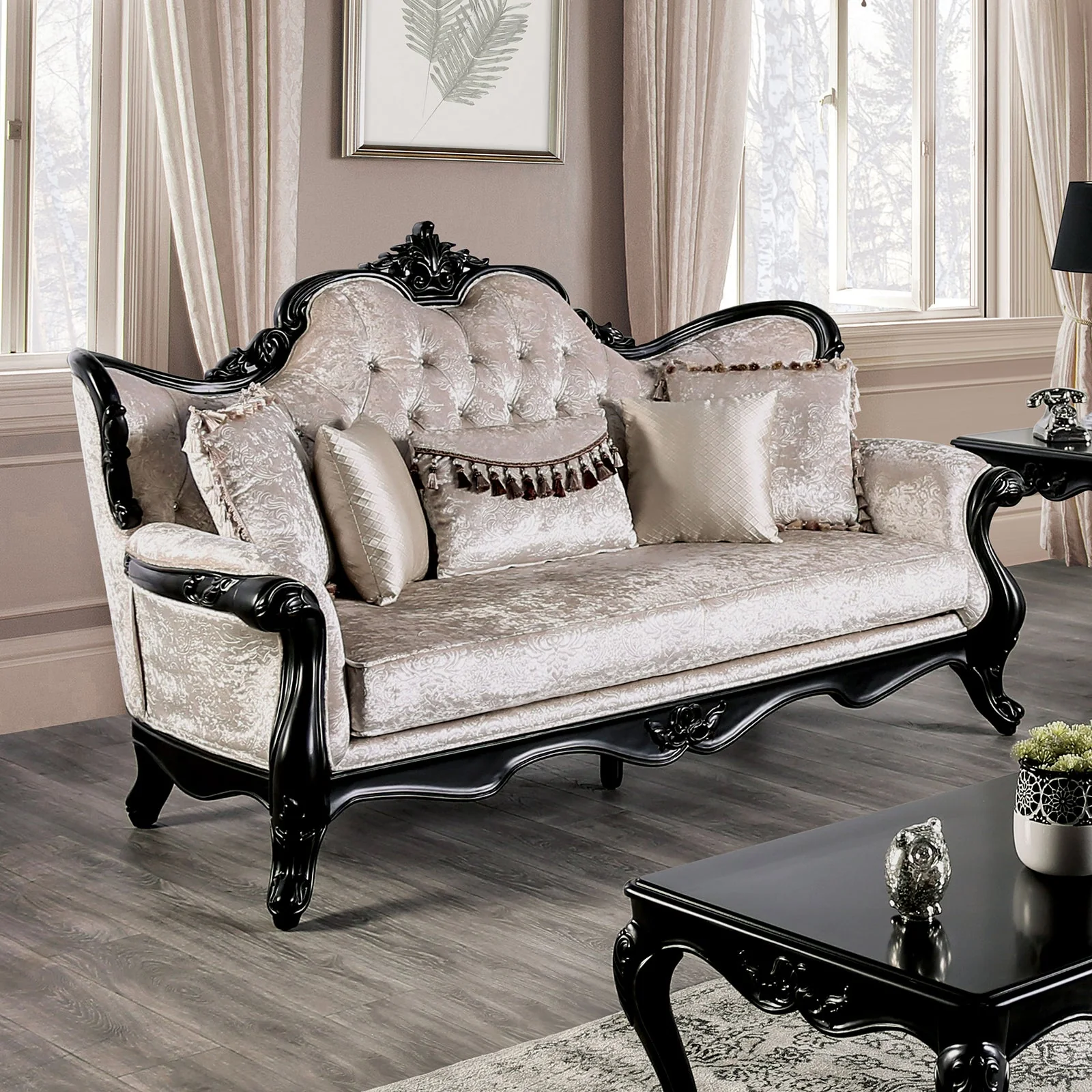 Acapulco Black/Off-White Sofa & Loveseat - Image 2