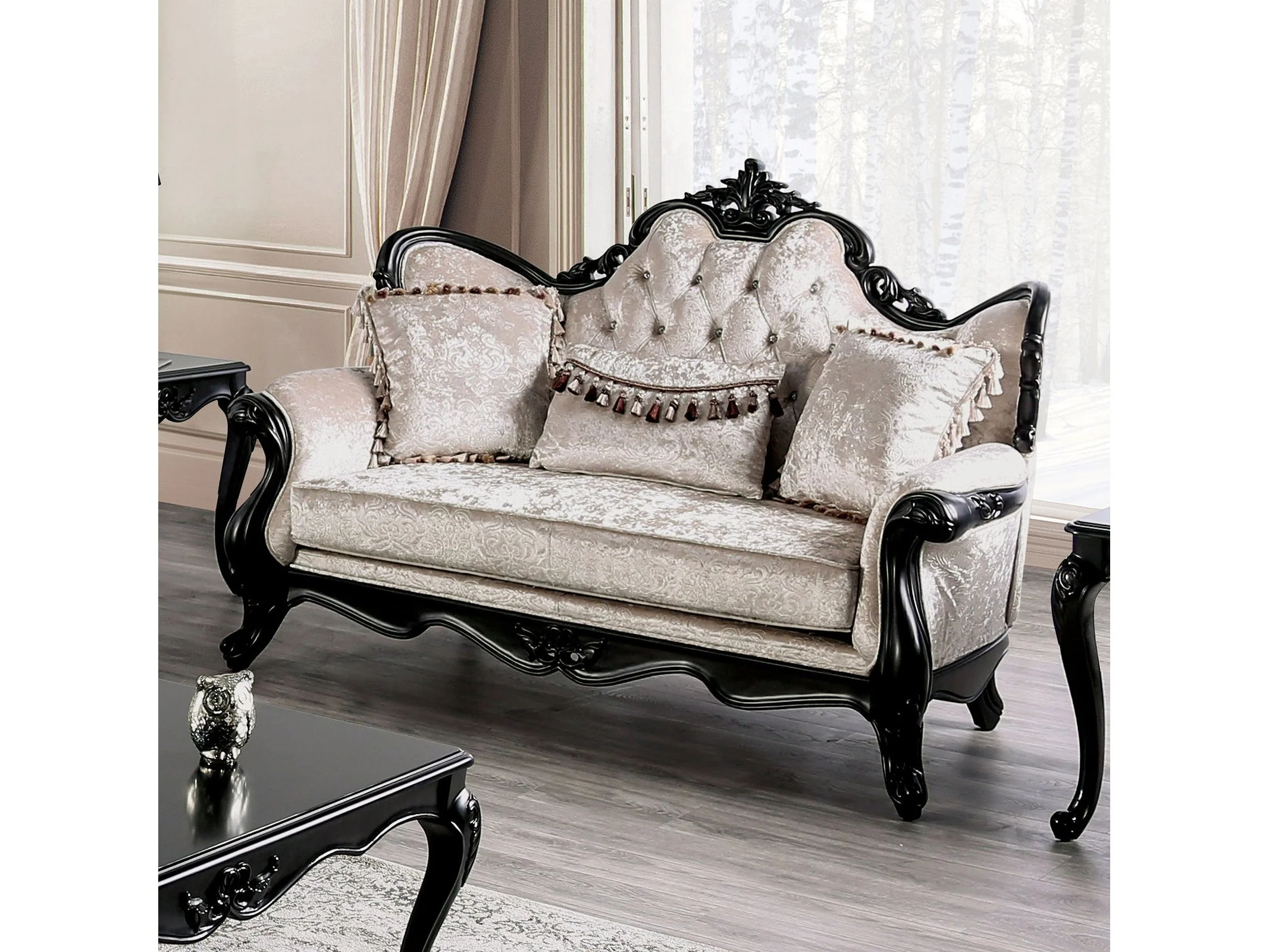 Acapulco Black/Off-White Sofa & Loveseat - Image 3