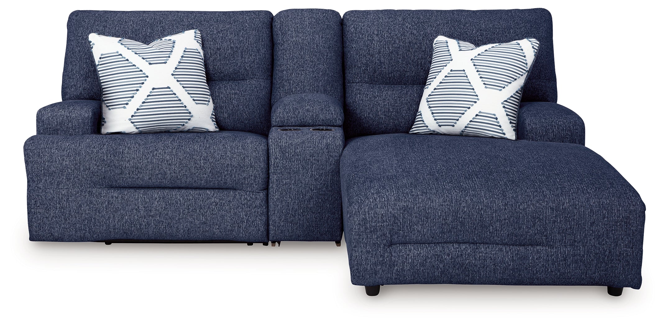 Acklen Place Navy 3-Piece Dual Power Reclining Modular Sofa with RAF Chaise - Image 2