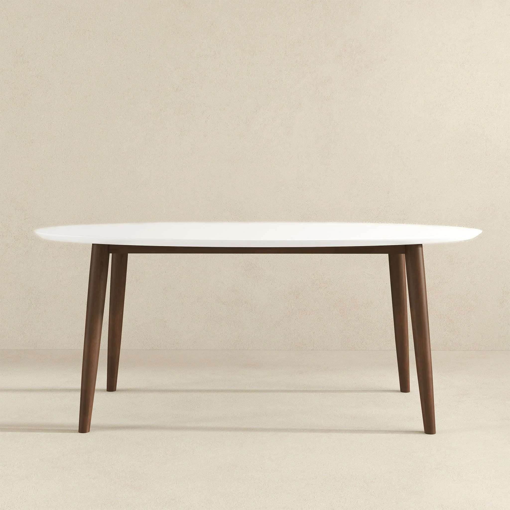 Ada Mid Century Modern Style Solid Wood White Top Oval Dining Table - Image 2