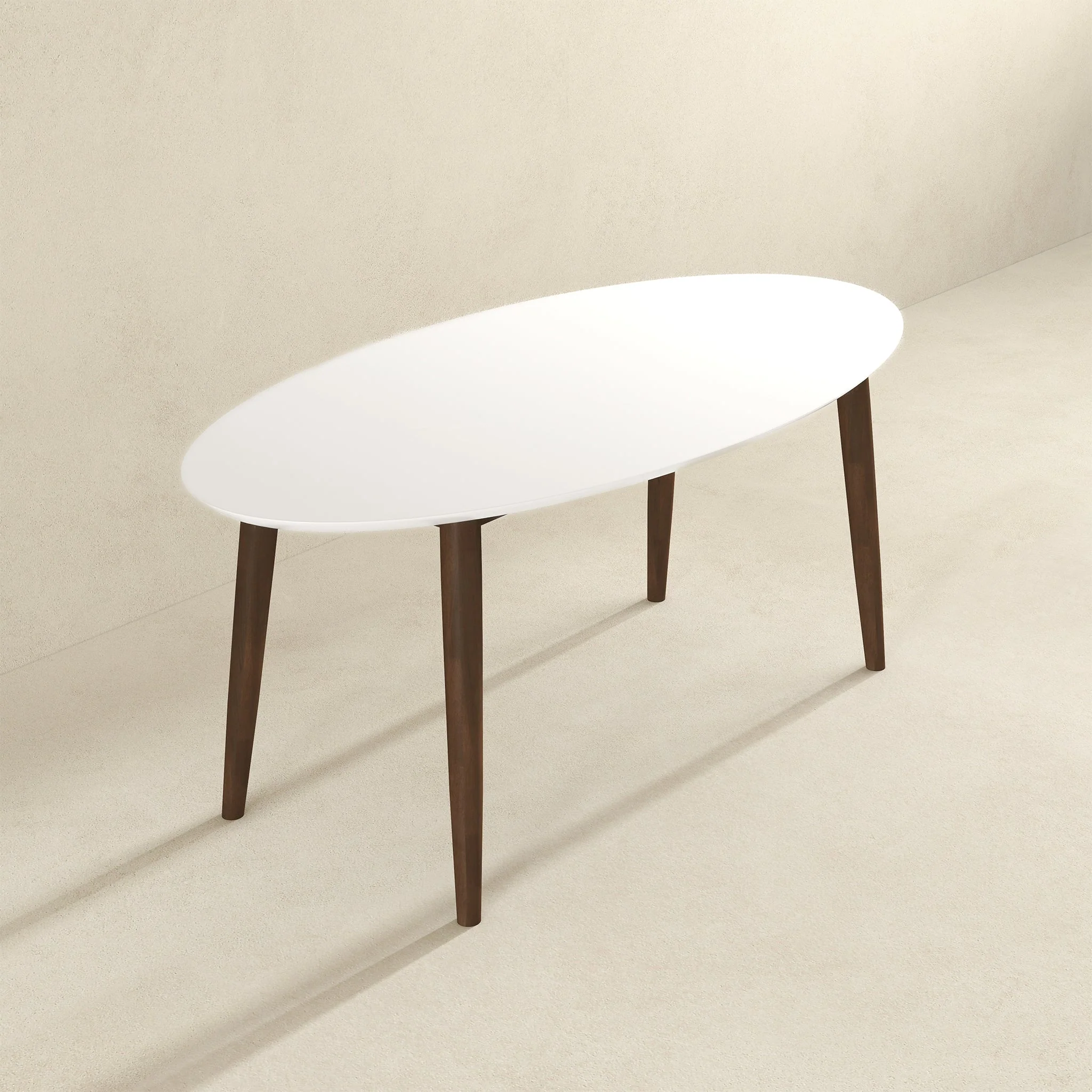 Ada Mid Century Modern Style Solid Wood White Top Oval Dining Table - Image 5