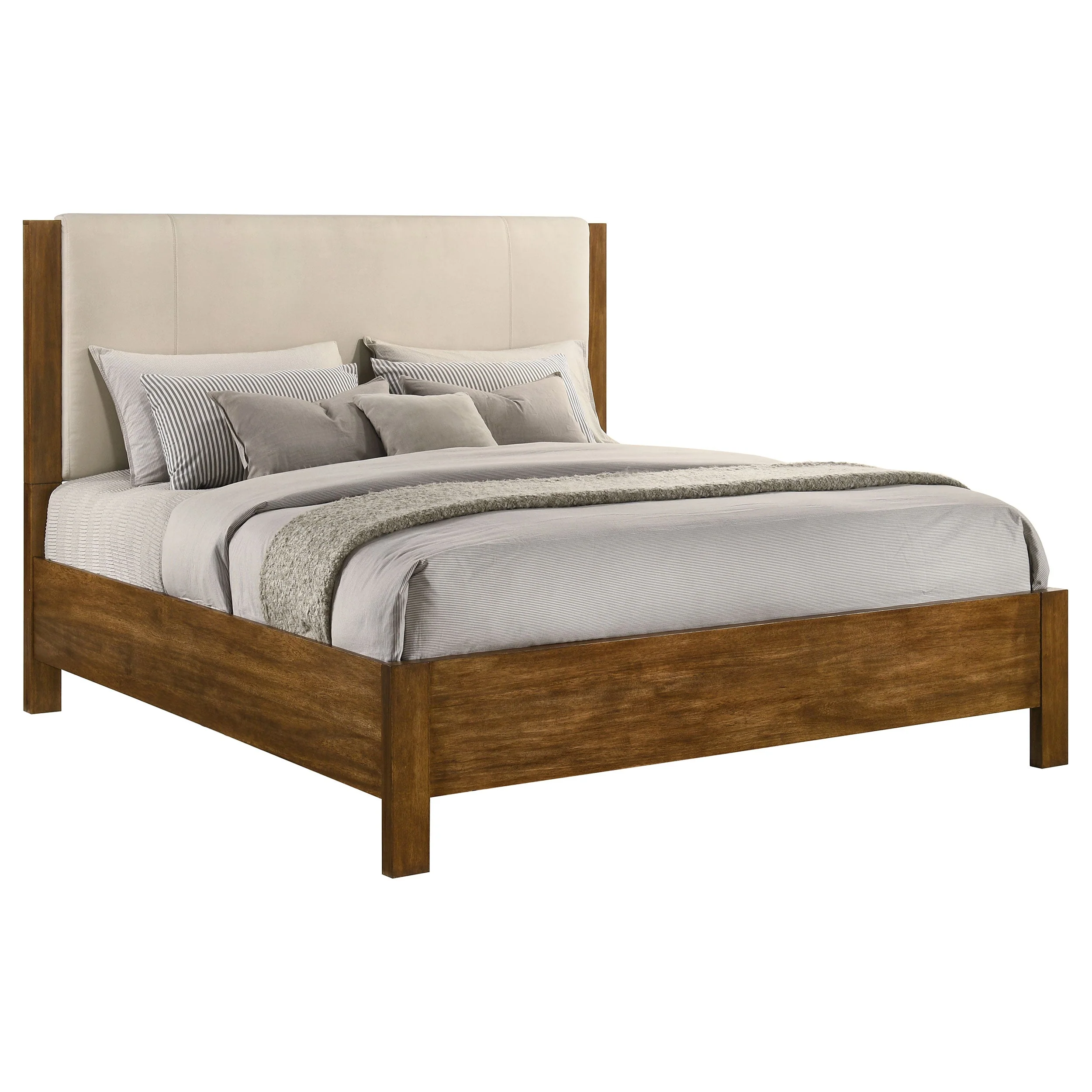 Adderley Cream/Warm Brown Eastern King Wood Panel Bed