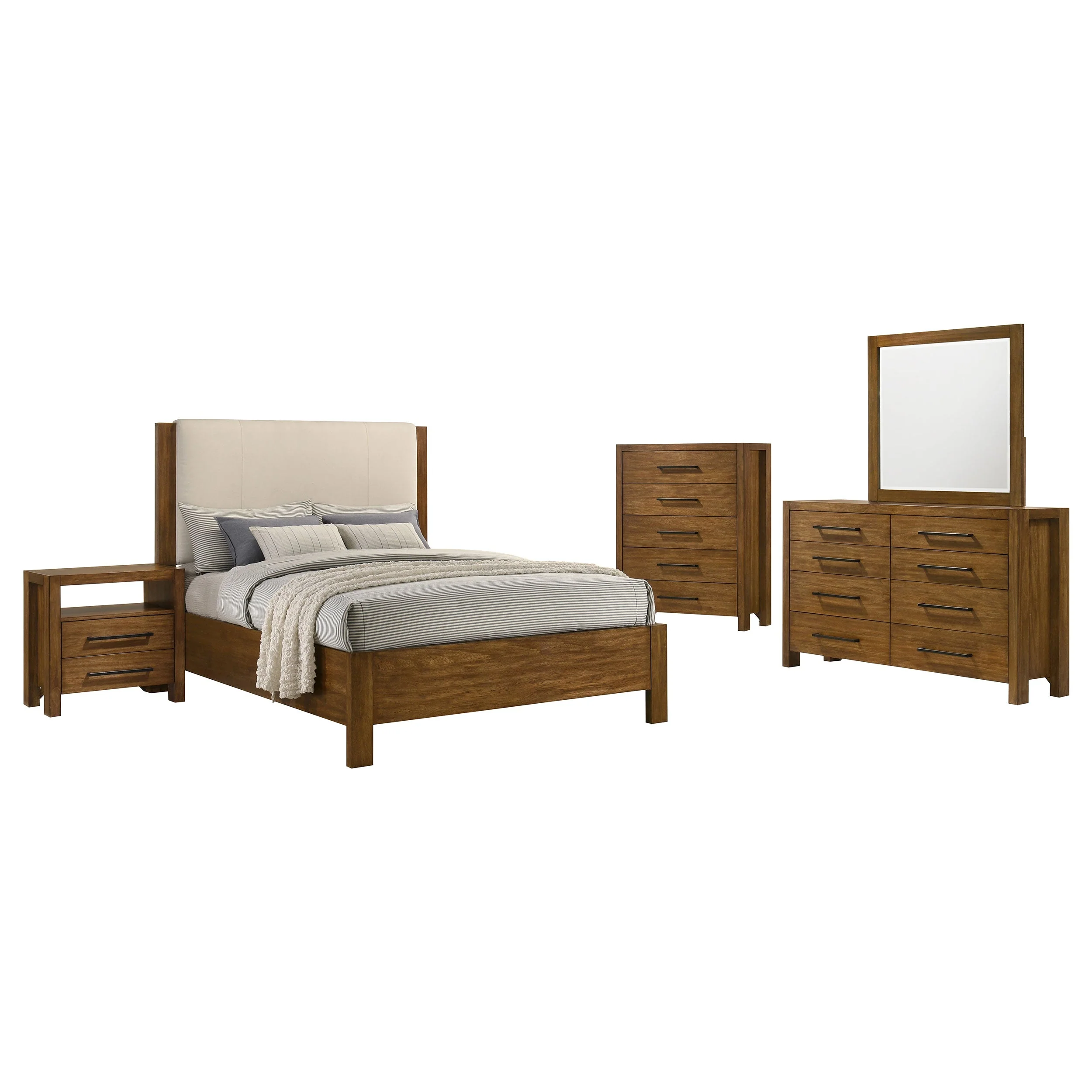Adderley Warm Brown 5-piece Eastern King Bedroom Set