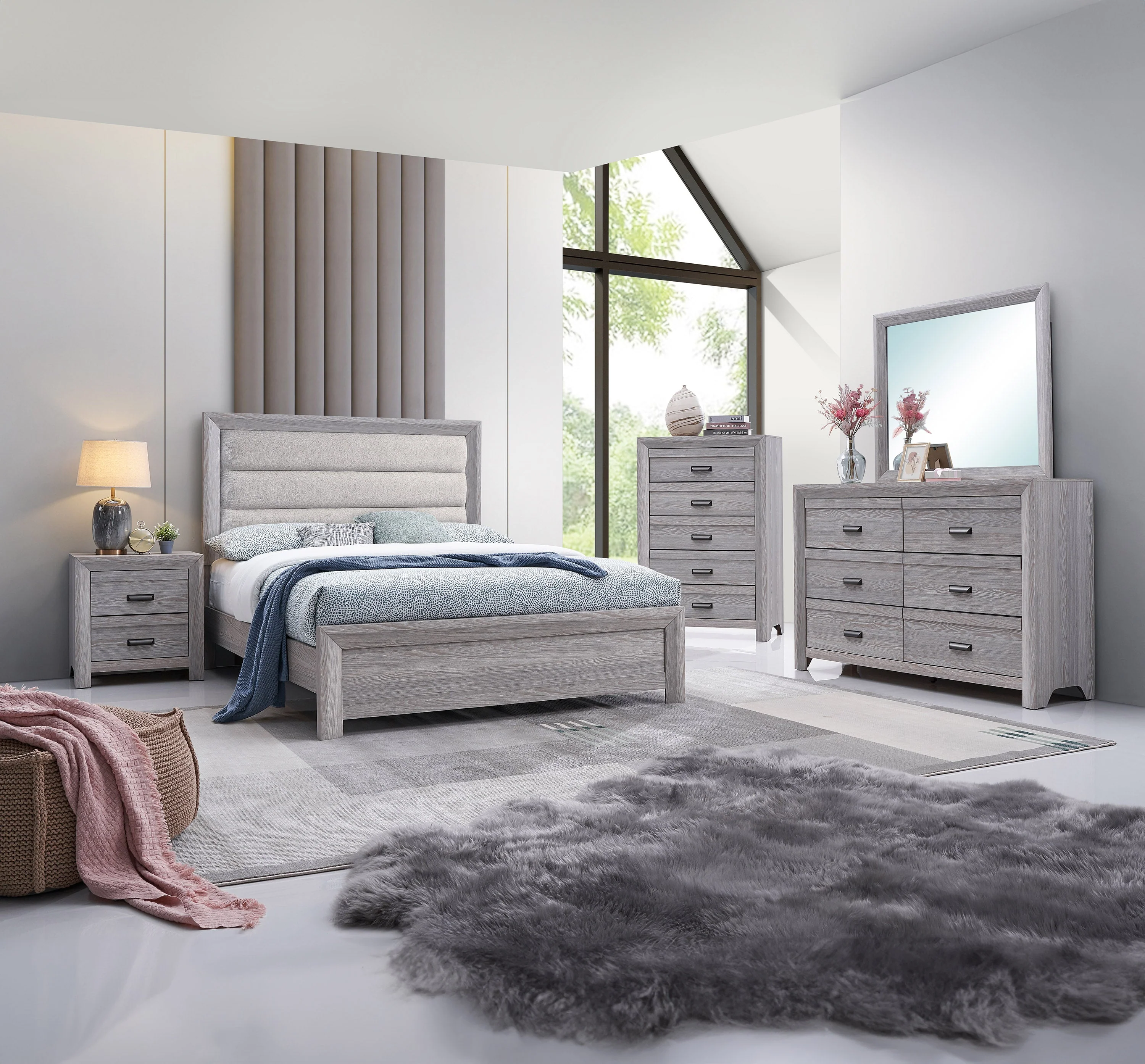 Adelaide Driftwood Full Upholstered Panel Bed - Image 2