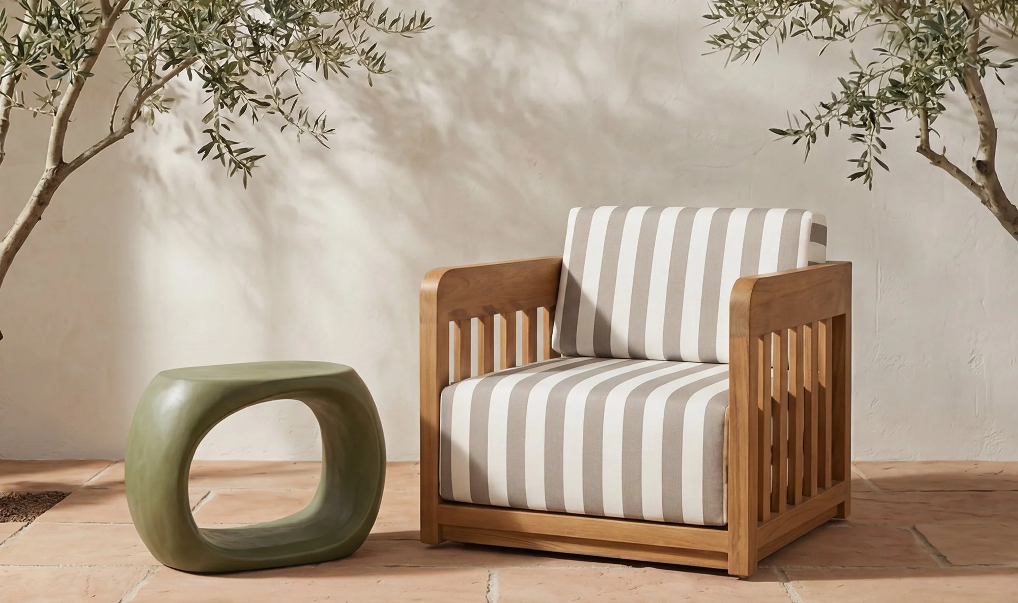 Adelaide Outdoor Accent Chair Brown Stripe - Image 5