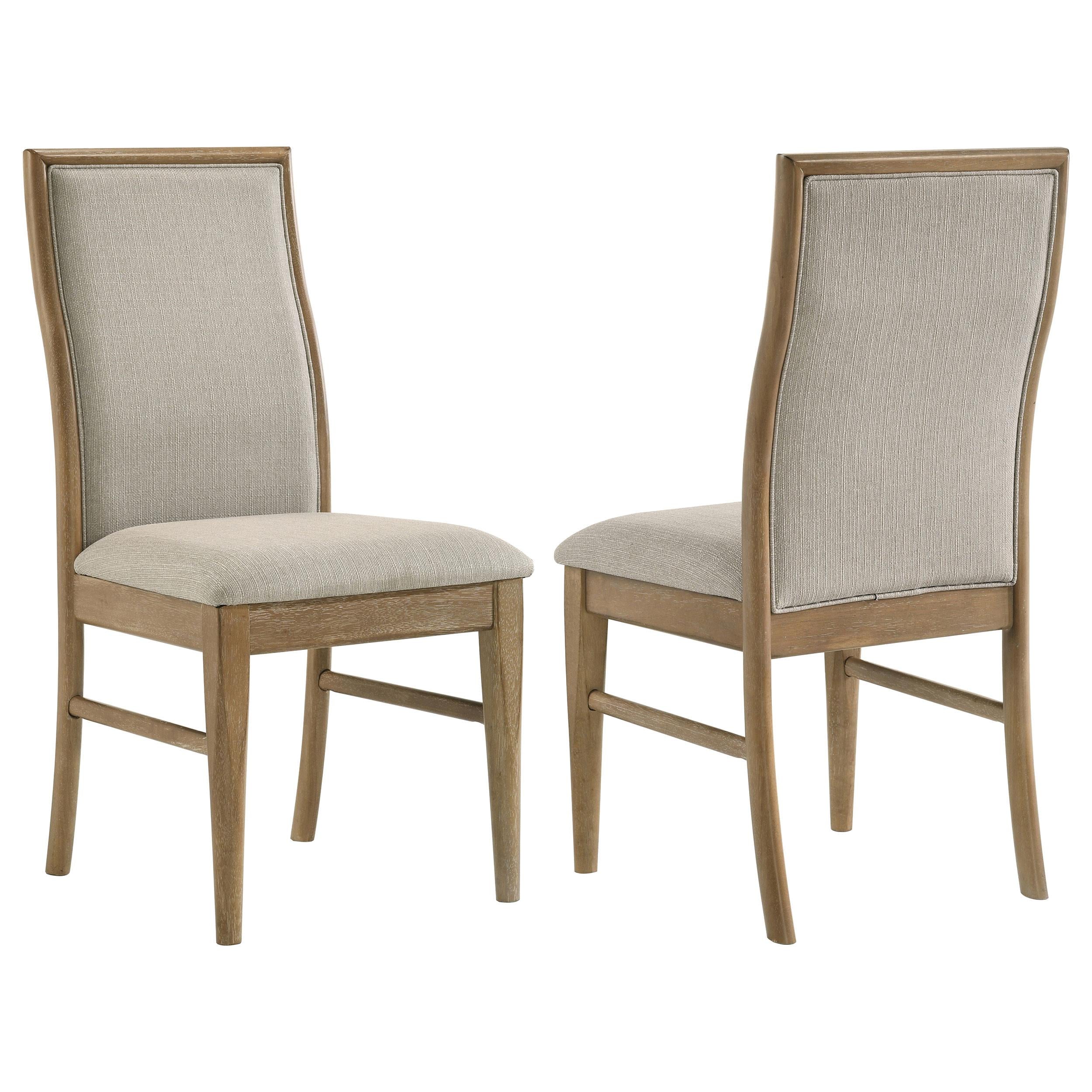 Adina Barley and Distressed Light Brown Upholstered Dining Side Chair, Set of 2