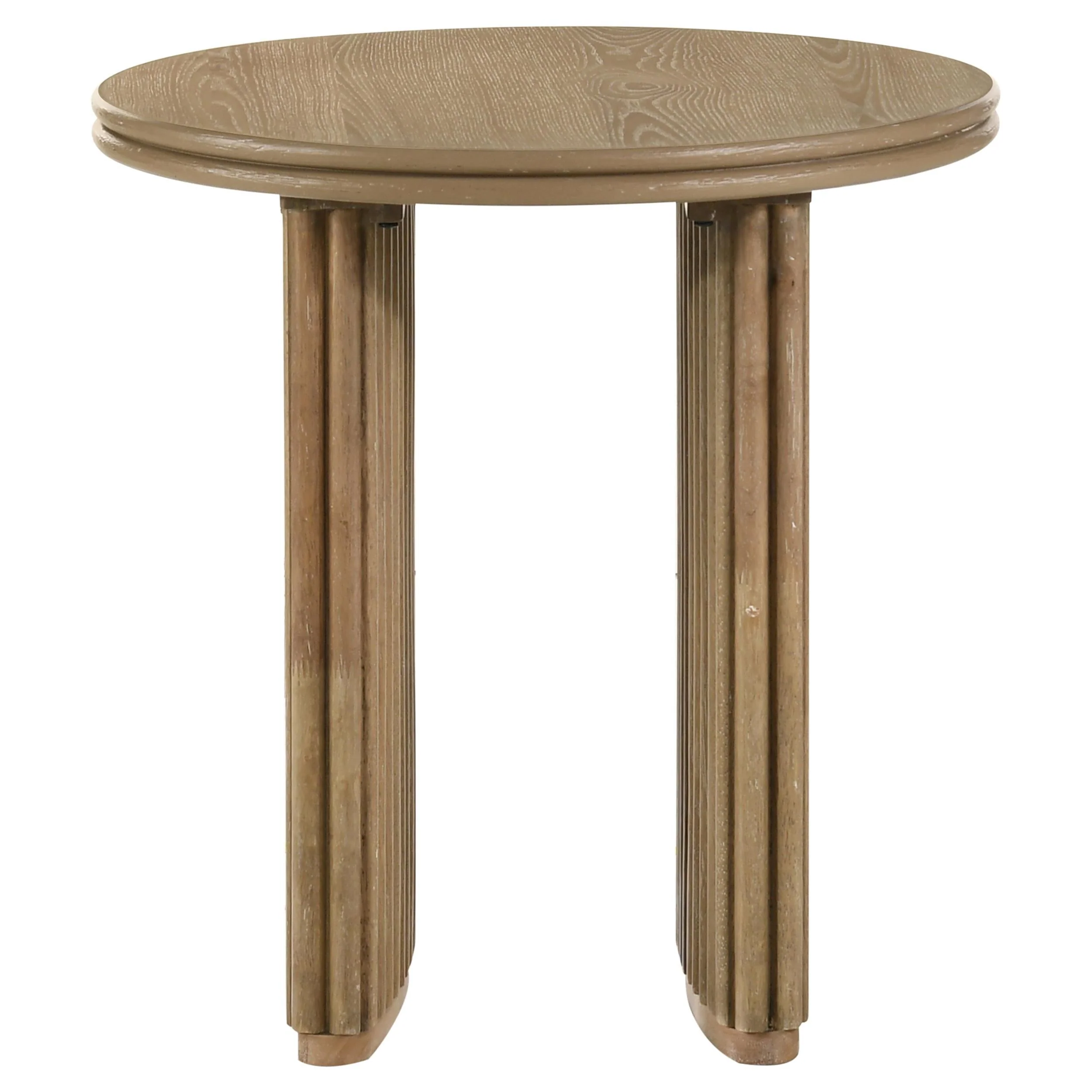 Adina Distressed Light Brown Round Wood Side End Table - Image 2