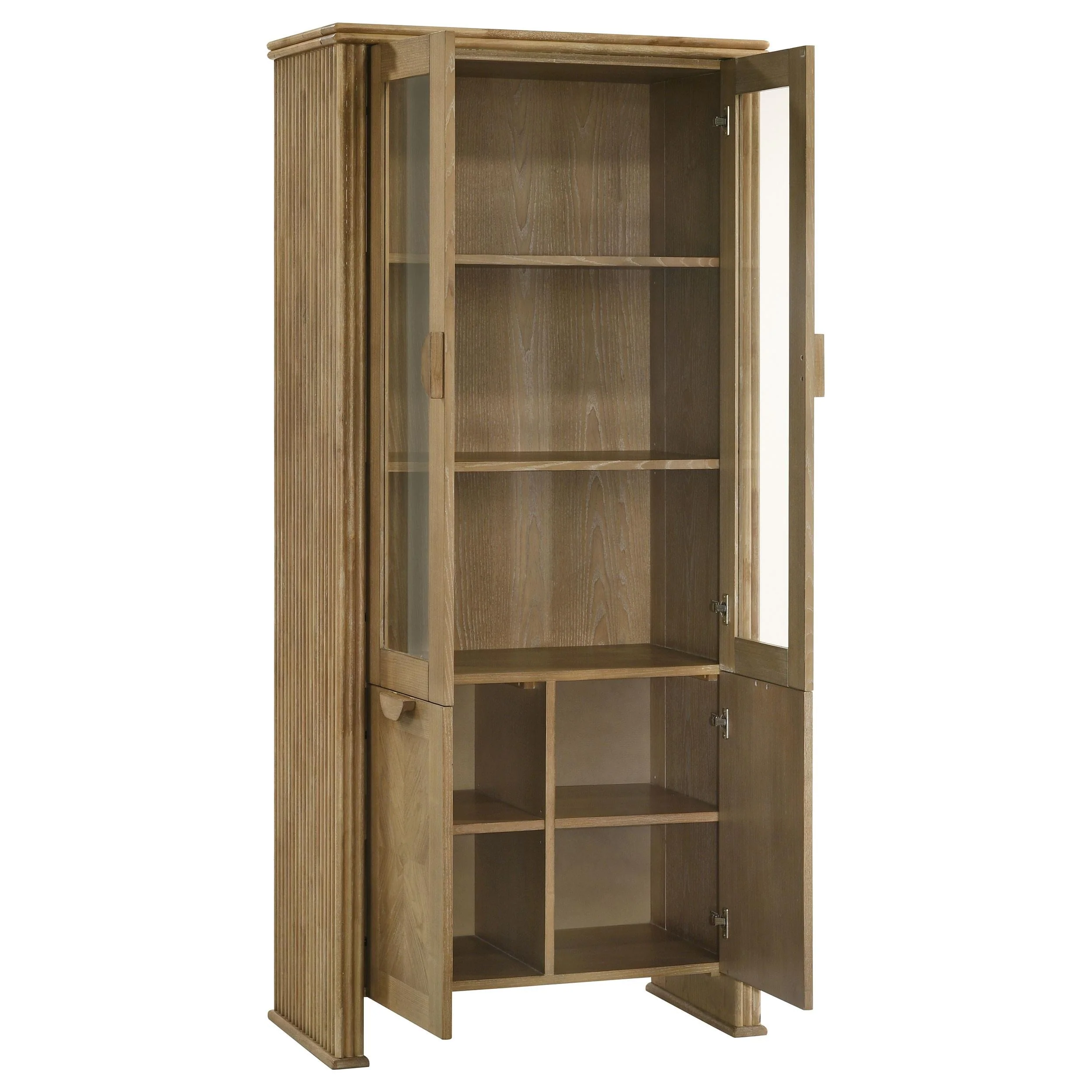 Adina Distressed Light Brown Tall Dining Display Cabinet - Image 4