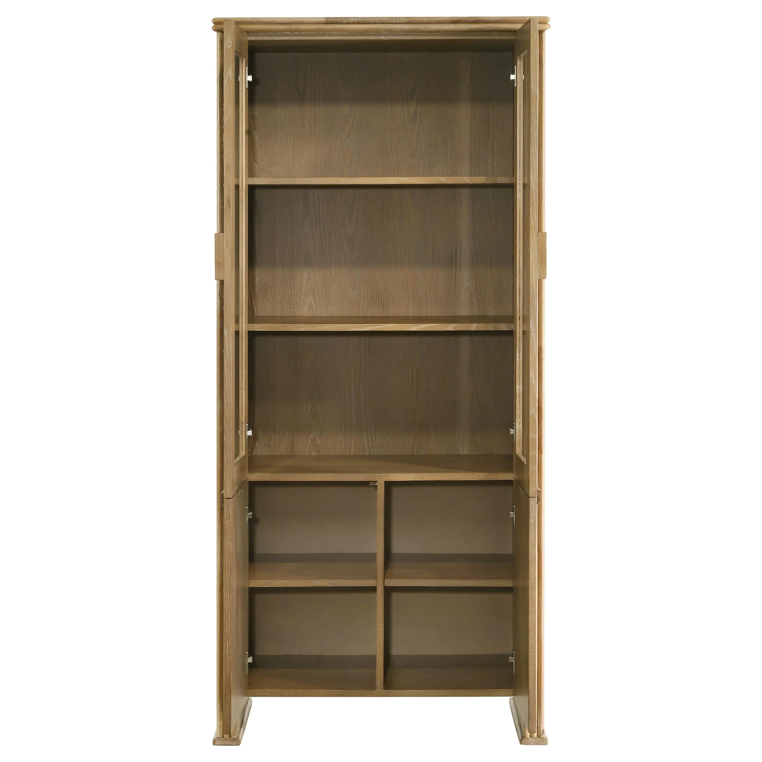 Adina Distressed Light Brown Tall Dining Display Cabinet - Image 5
