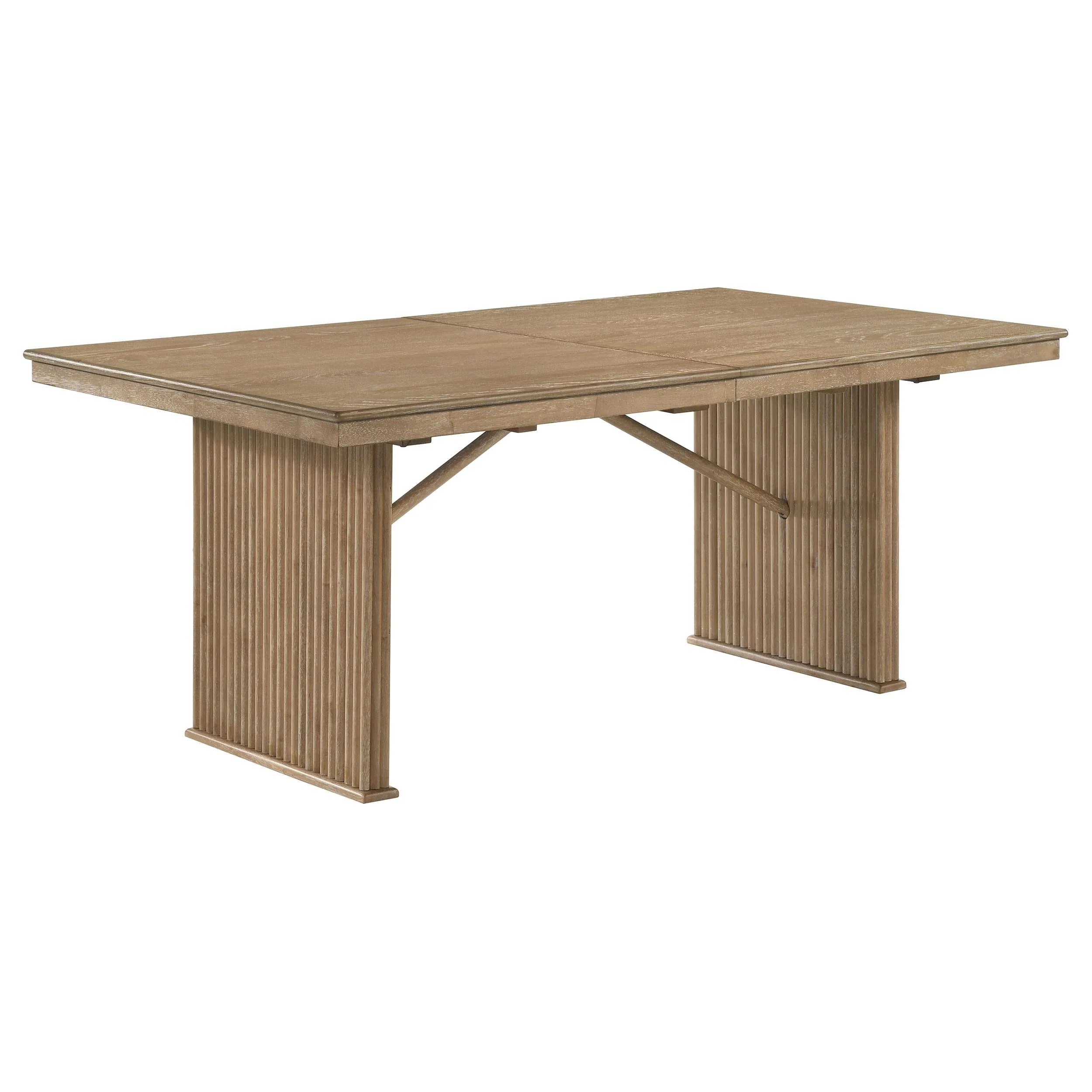 Adina Distressed Light Brown Wood Extendable Dining Table - Image 2