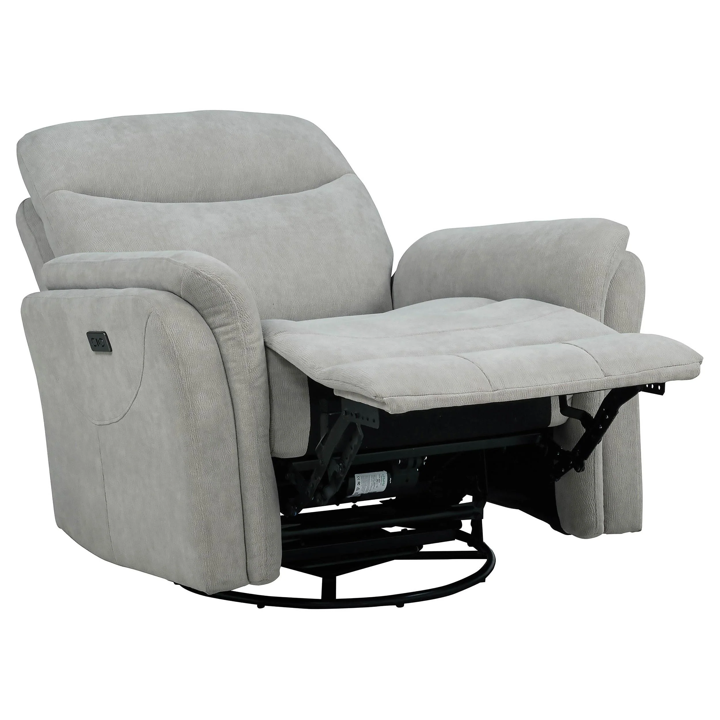 Adler Ivory Upholstered Power Swivel Glider Recliner - Image 5