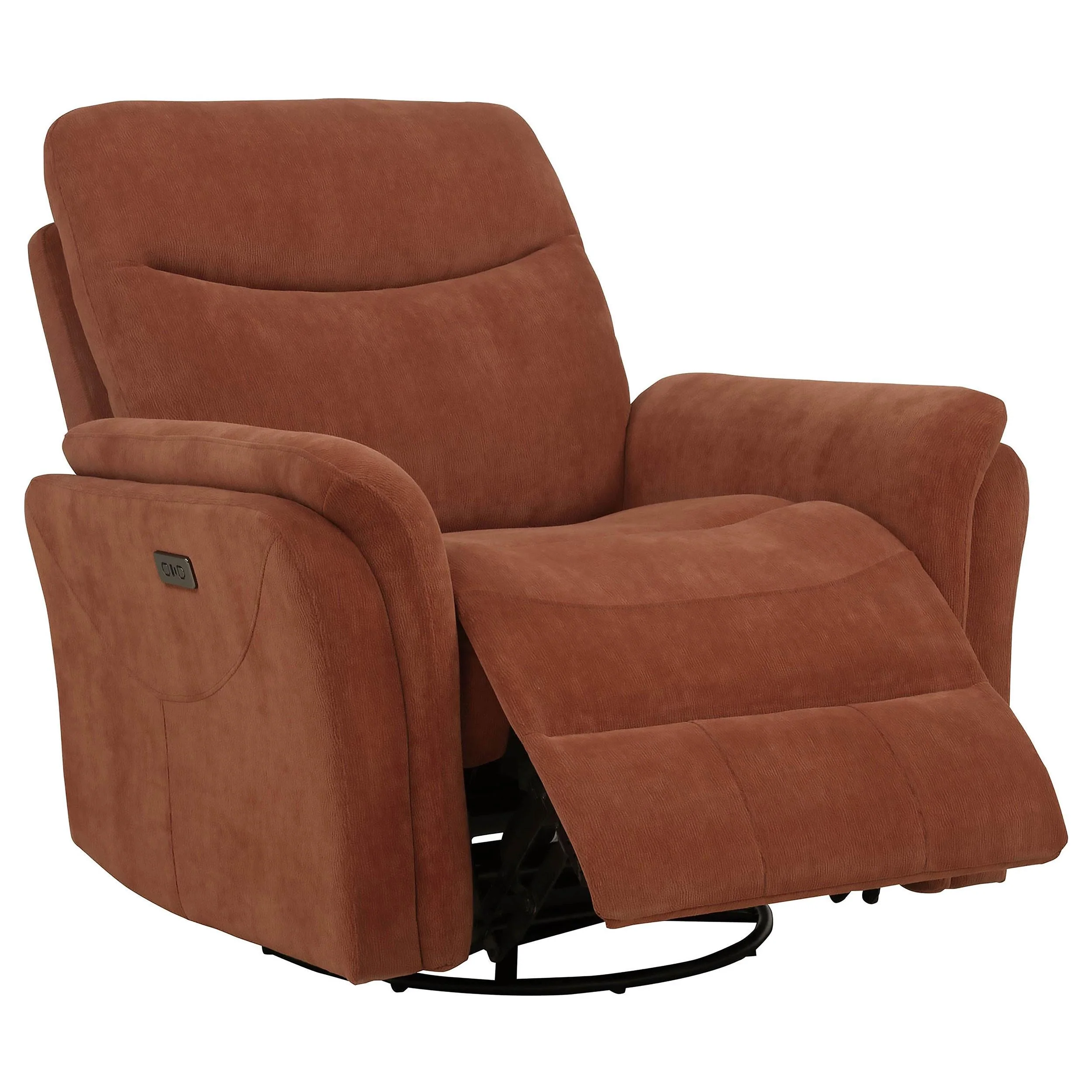 Adler Rust Upholstered Power Swivel Glider Recliner - Image 5