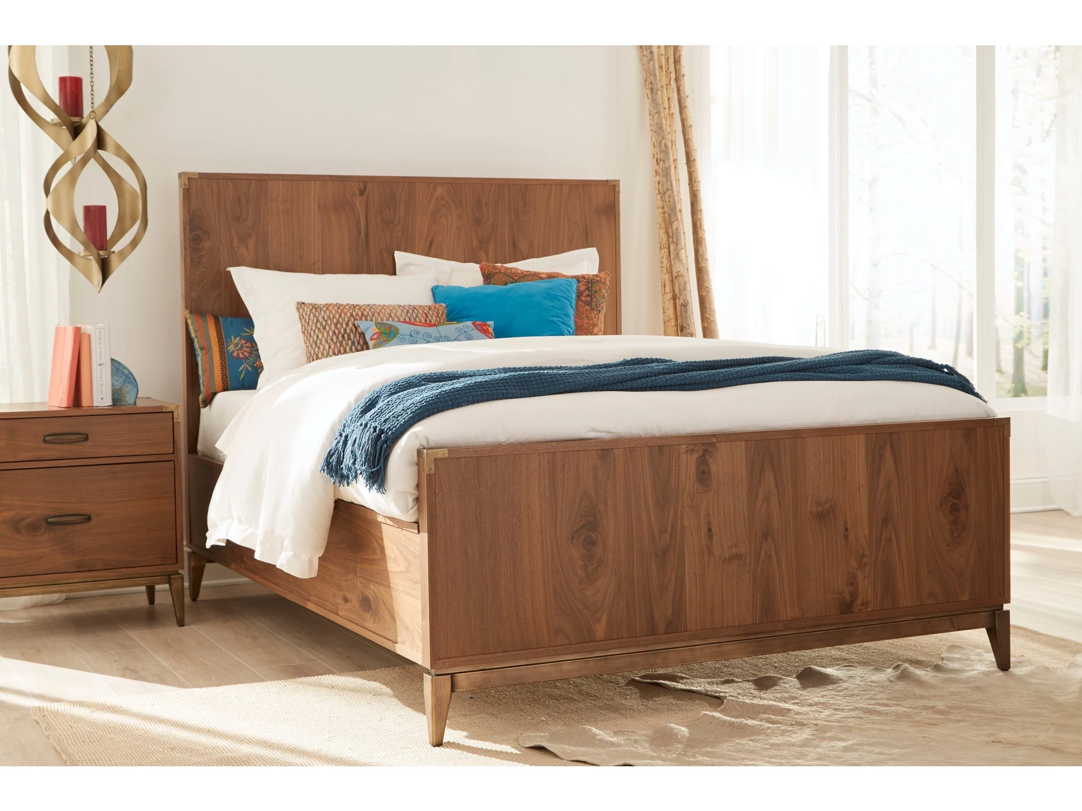 Adler Wood Eastern King Panel Bed in Natural Walnut