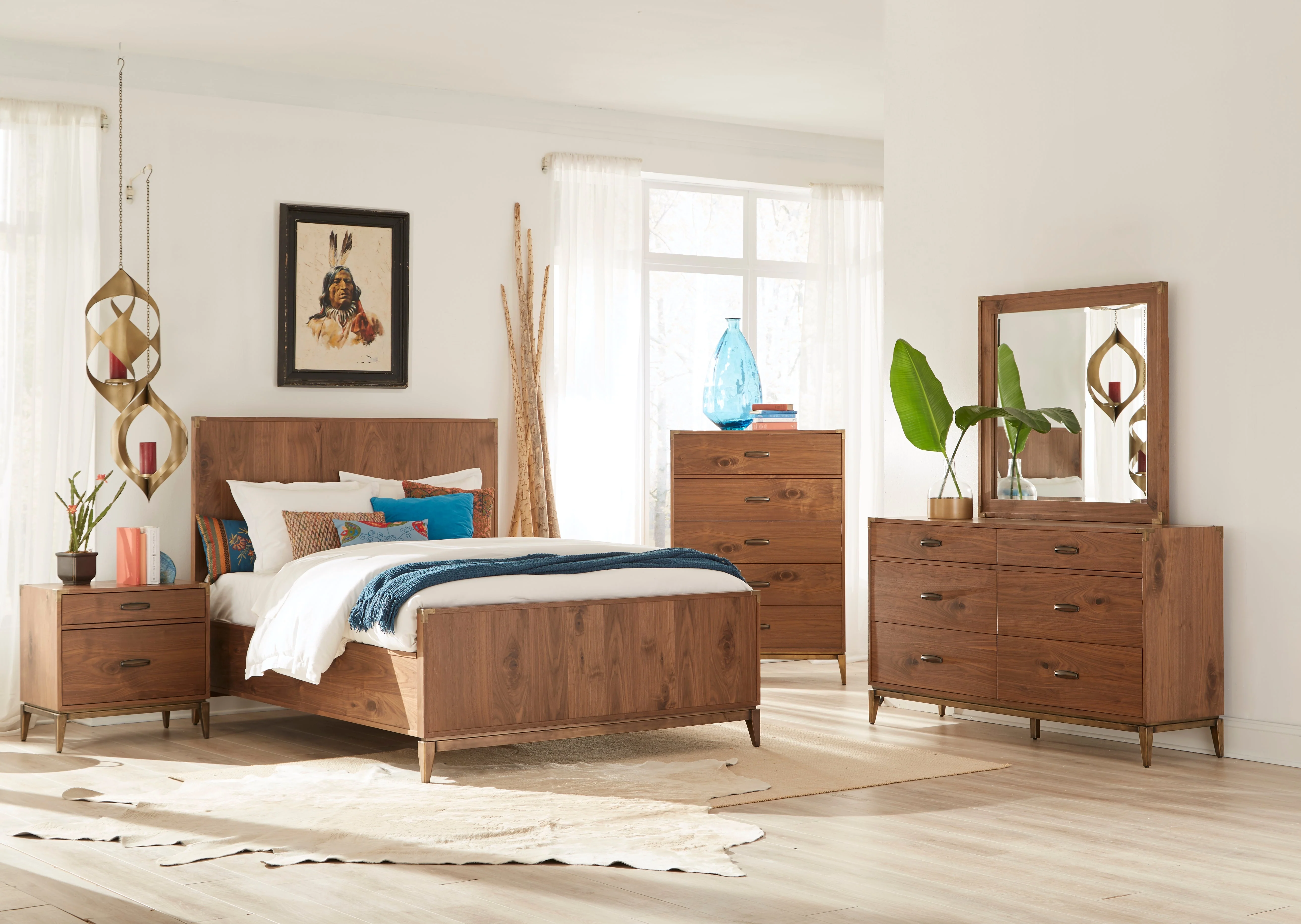 Adler Wood Eastern King Panel Bed in Natural Walnut - Image 2