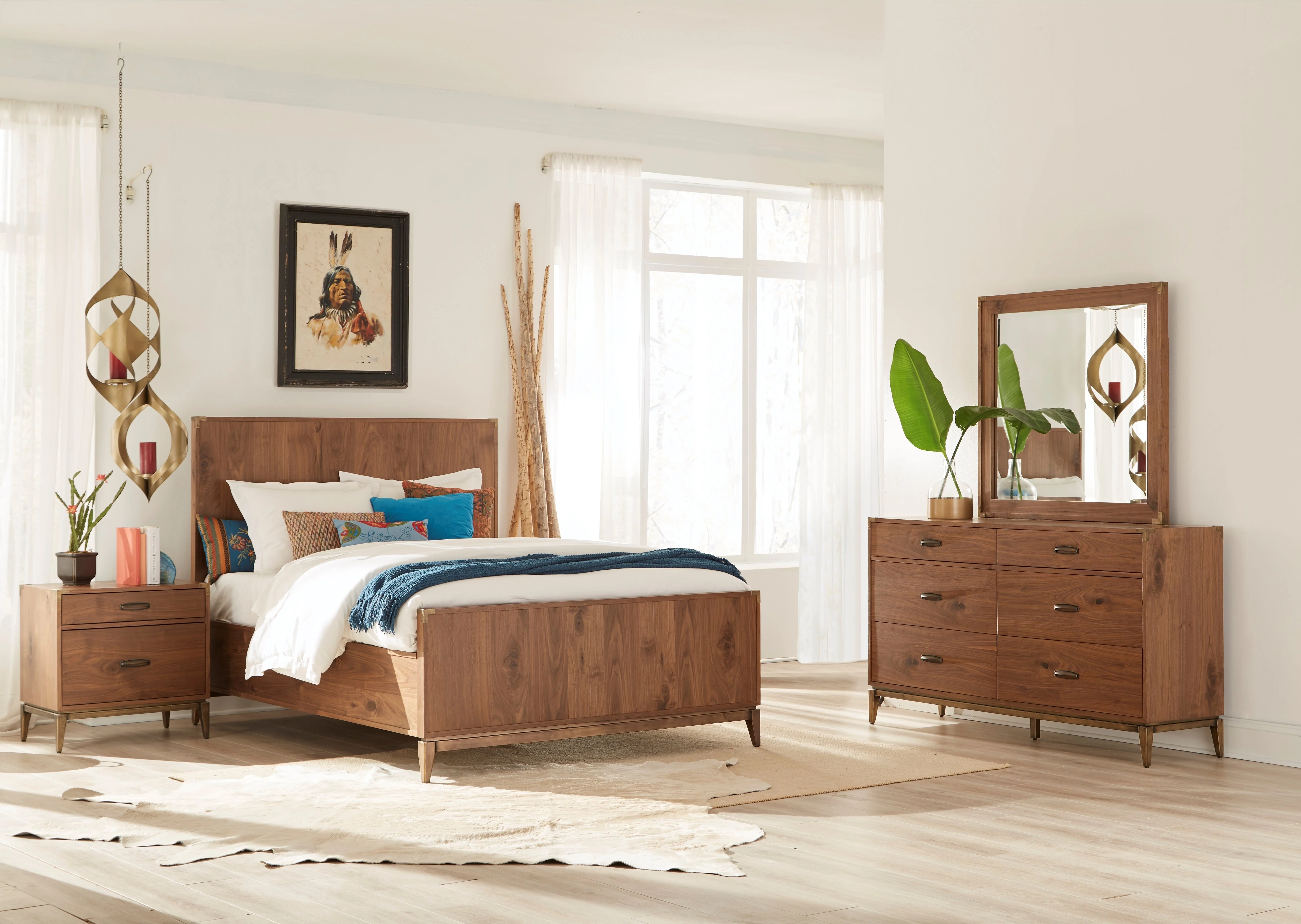Adler Wood Eastern King Panel Bed in Natural Walnut - Image 3
