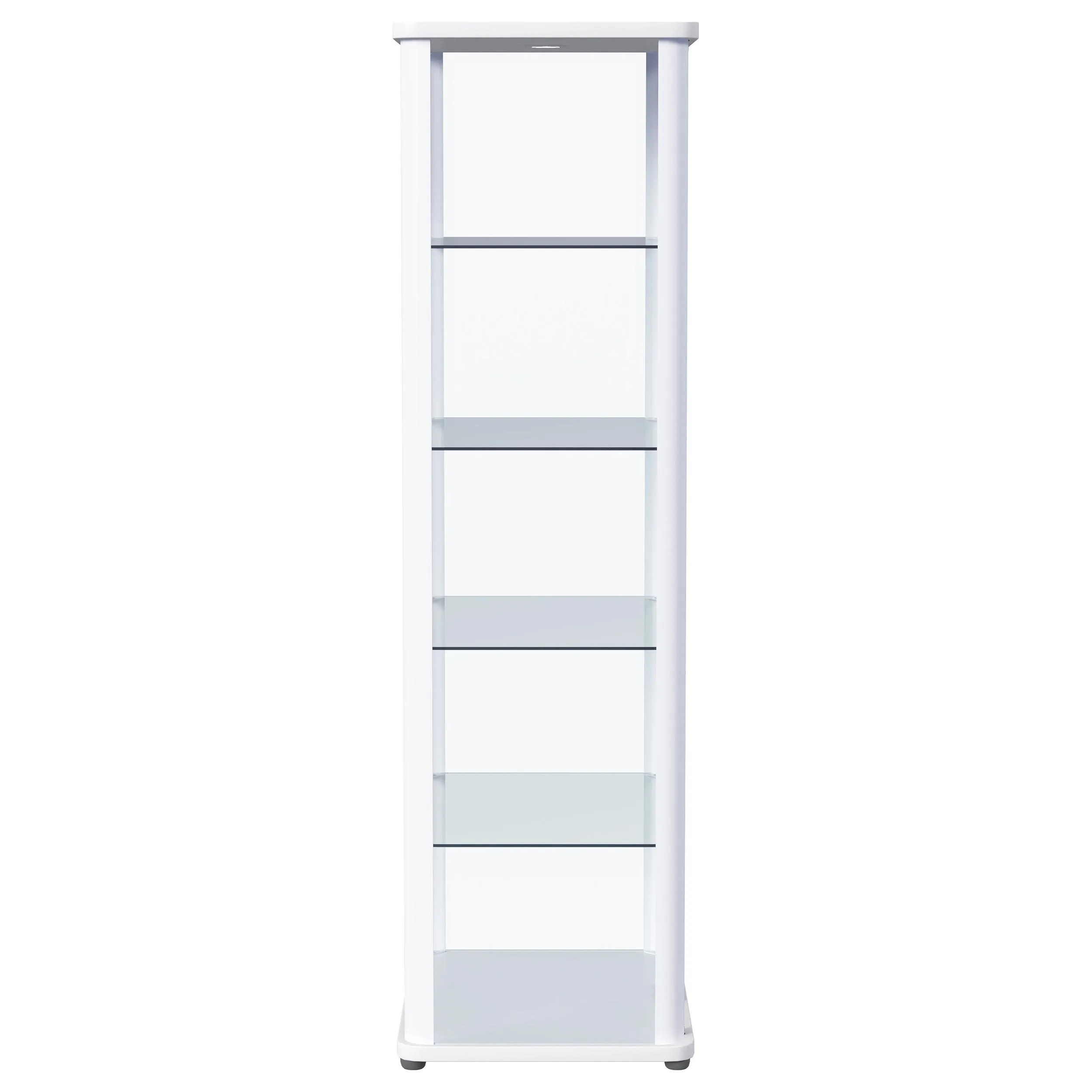 Aero 5-shelf Display Curio Cabinet with LED and Clear Tempered Glass Shelves Glossy White - Image 10